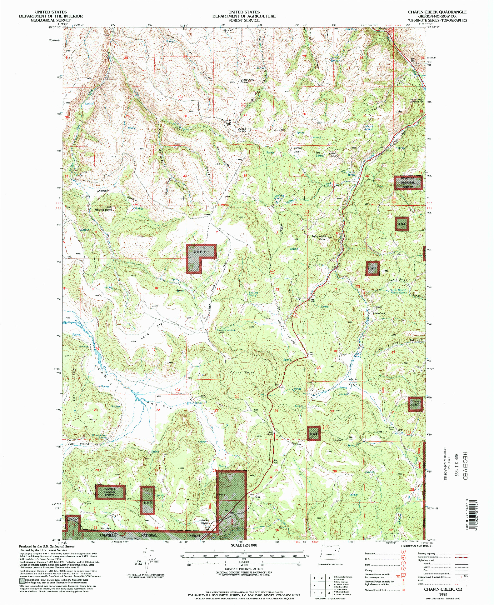 USGS 1:24000-SCALE QUADRANGLE FOR CHAPIN CREEK, OR 1995