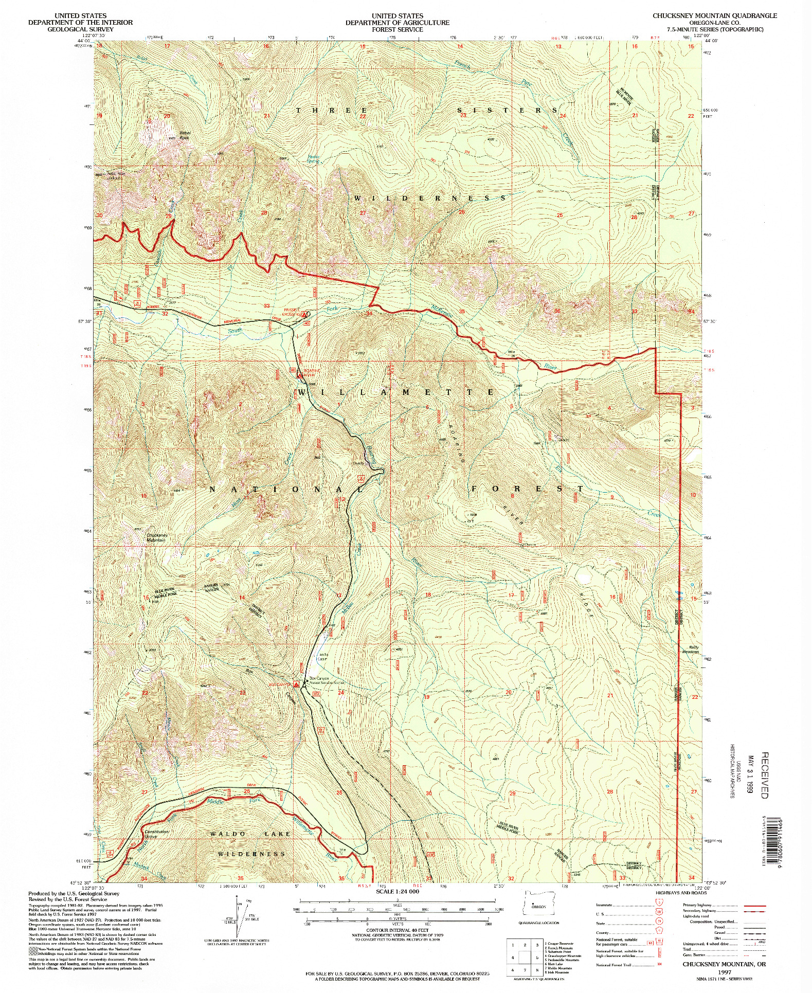 USGS 1:24000-SCALE QUADRANGLE FOR CHUCKSNEY MOUNTAIN, OR 1997