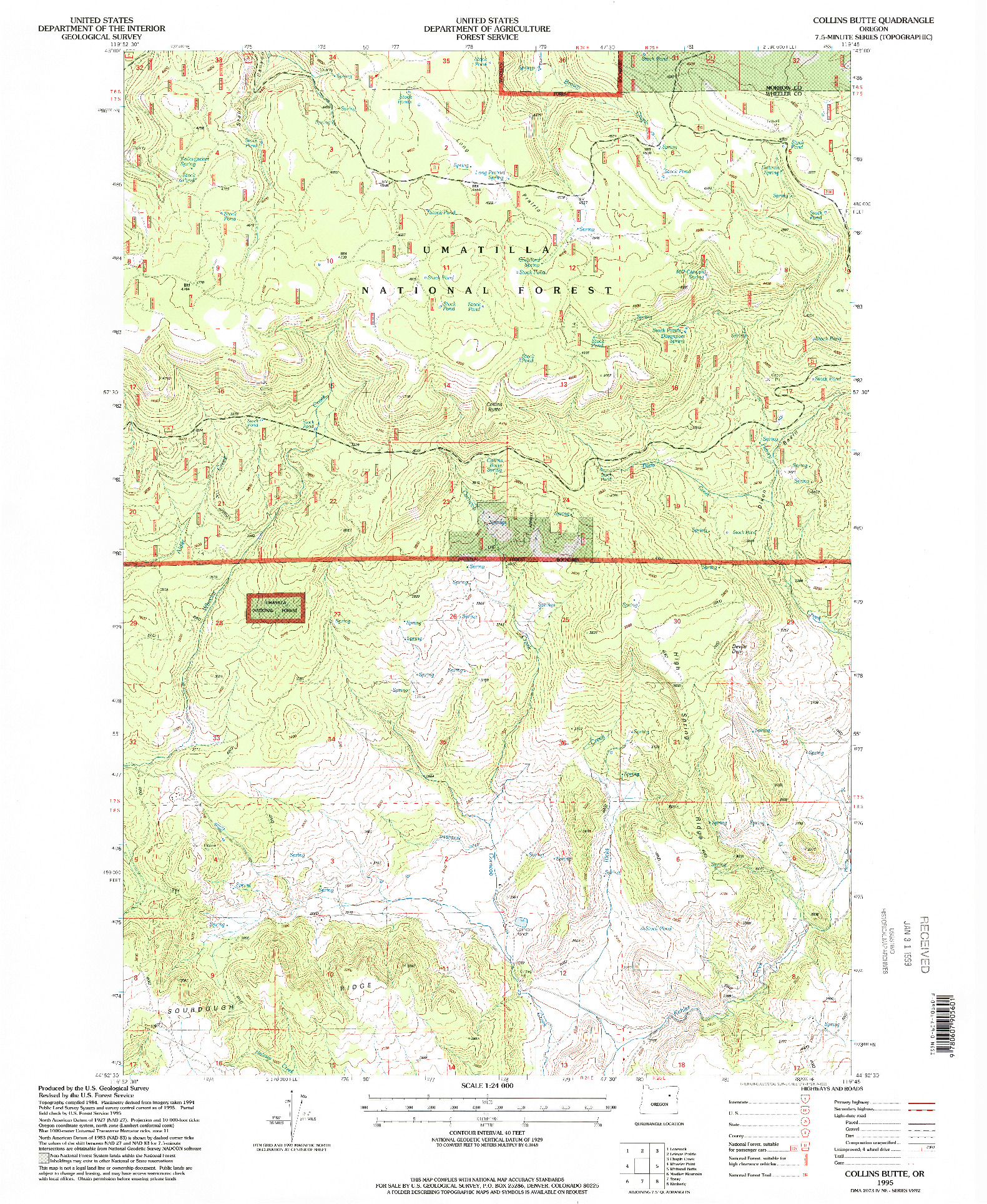 USGS 1:24000-SCALE QUADRANGLE FOR COLLINS BUTTE, OR 1995