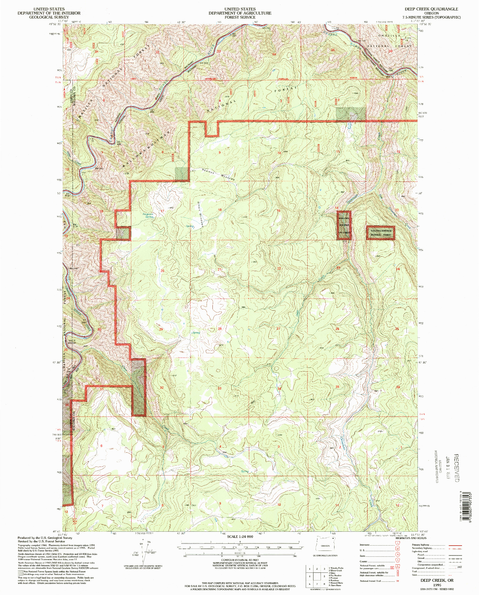 USGS 1:24000-SCALE QUADRANGLE FOR DEEP CREEK, OR 1995