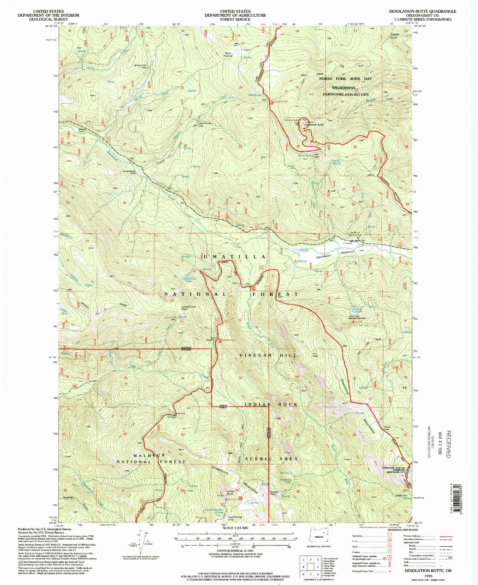 USGS 1:24000-SCALE QUADRANGLE FOR DESOLATION BUTTE, OR 1995