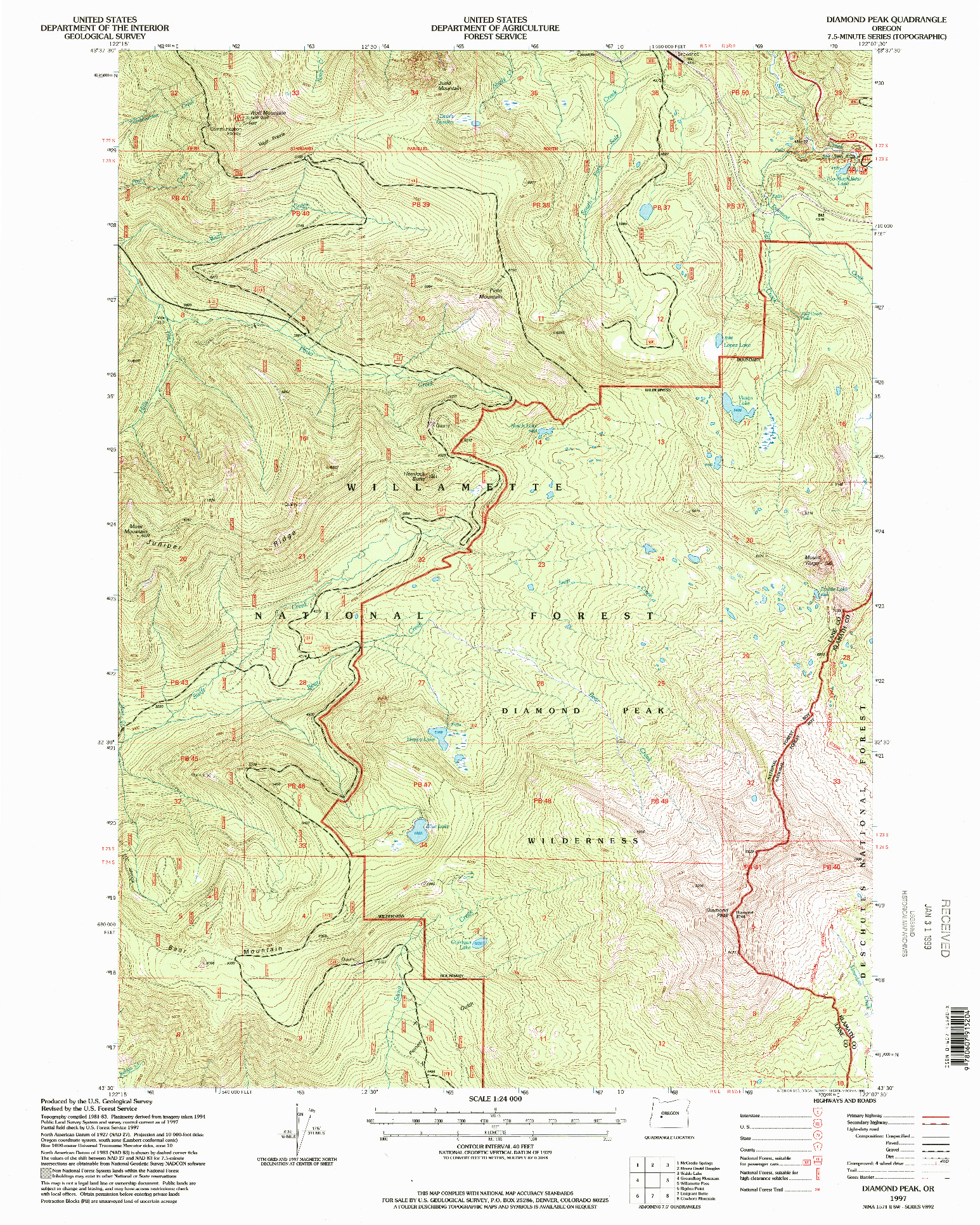 USGS 1:24000-SCALE QUADRANGLE FOR DIAMOND PEAK, OR 1997