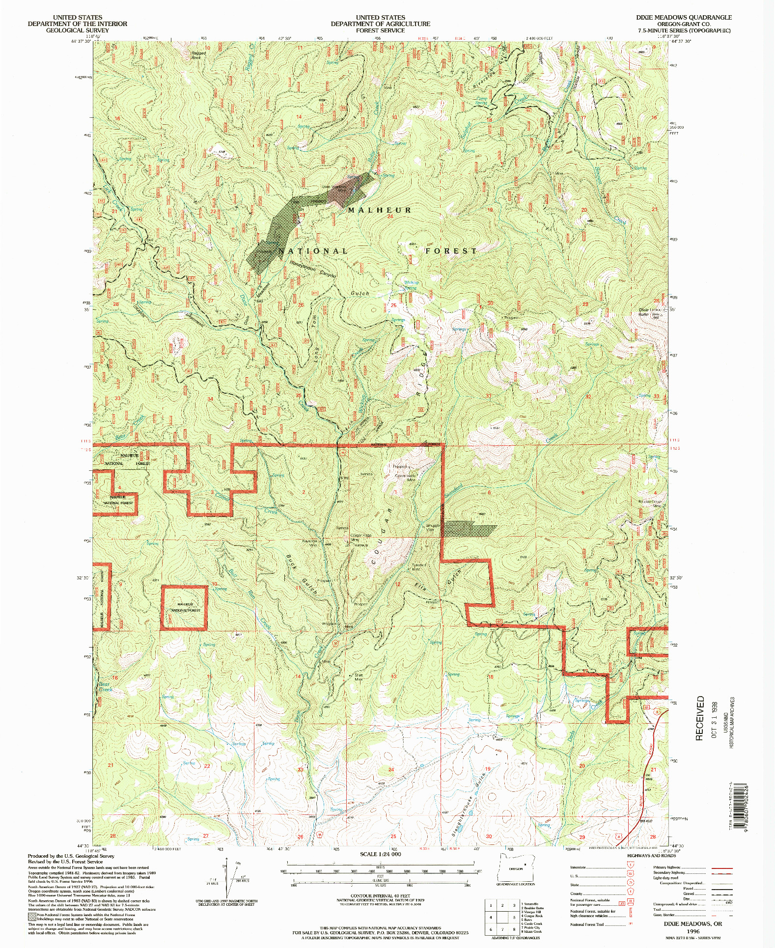 USGS 1:24000-SCALE QUADRANGLE FOR DIXIE MEADOWS, OR 1996