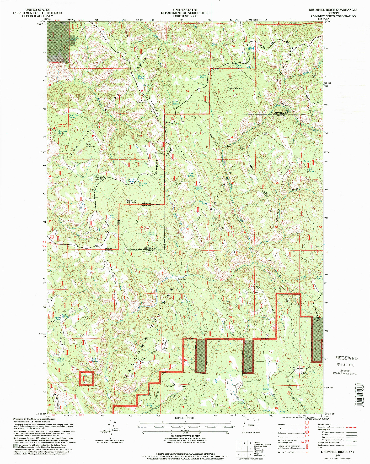 USGS 1:24000-SCALE QUADRANGLE FOR DRUMHILL RIDGE, OR 1995