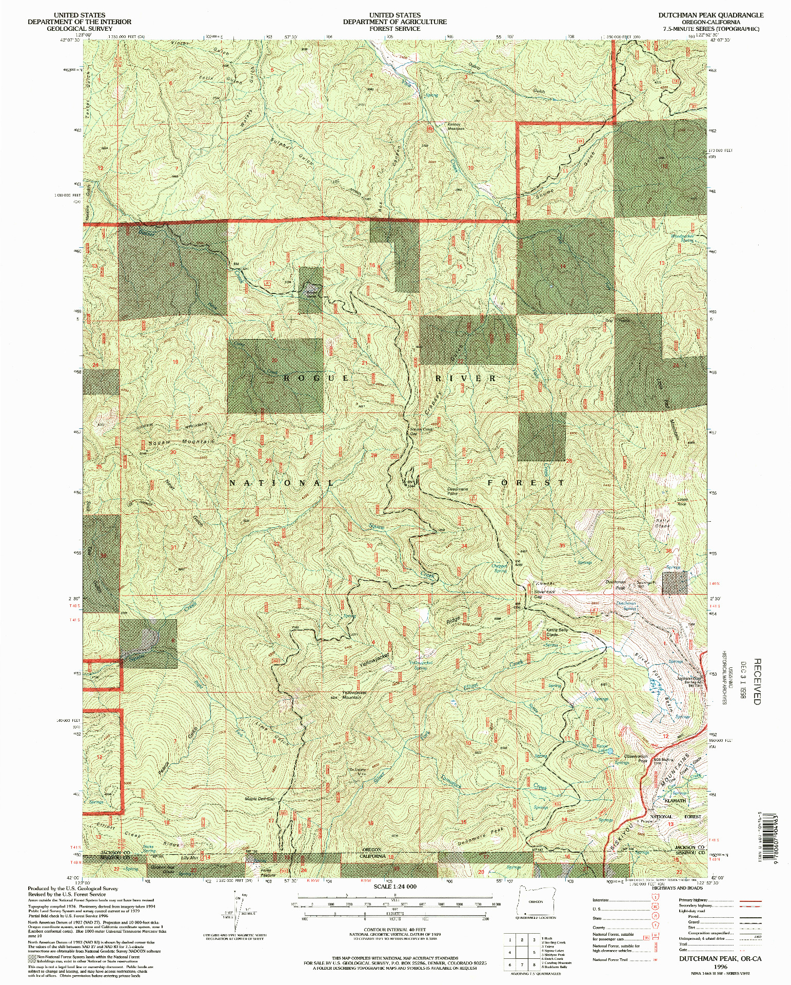 USGS 1:24000-SCALE QUADRANGLE FOR DUTCHMAN PEAK, OR 1996
