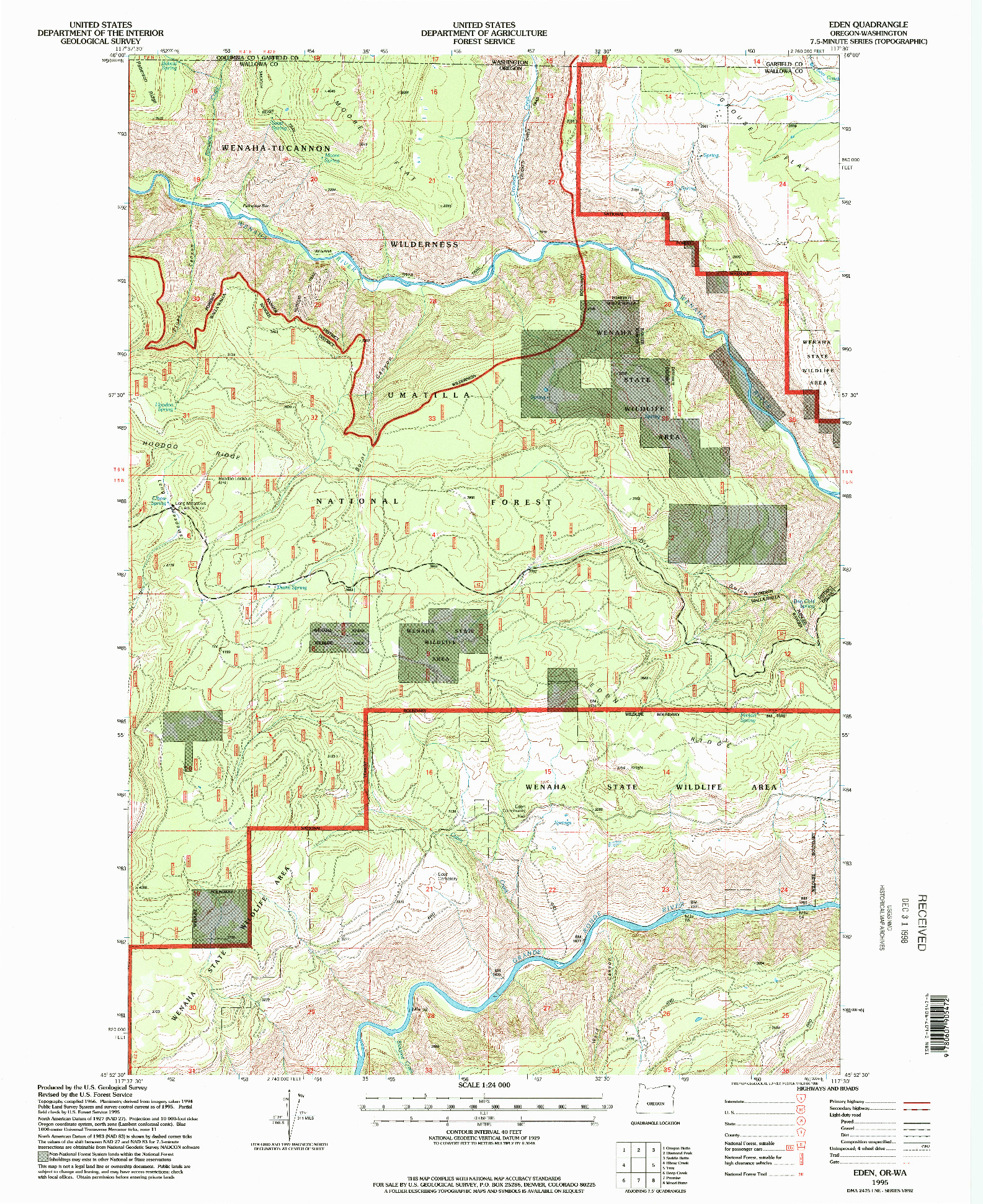 USGS 1:24000-SCALE QUADRANGLE FOR EDEN, OR 1995