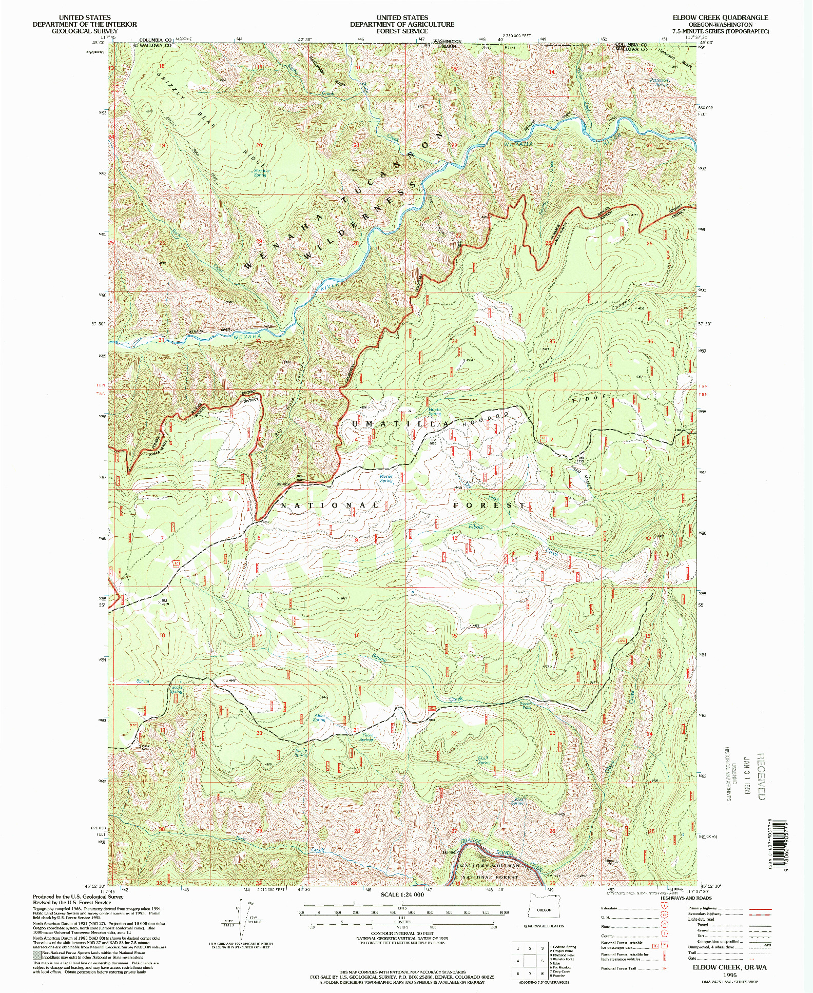 USGS 1:24000-SCALE QUADRANGLE FOR ELBOW CREEK, OR 1995