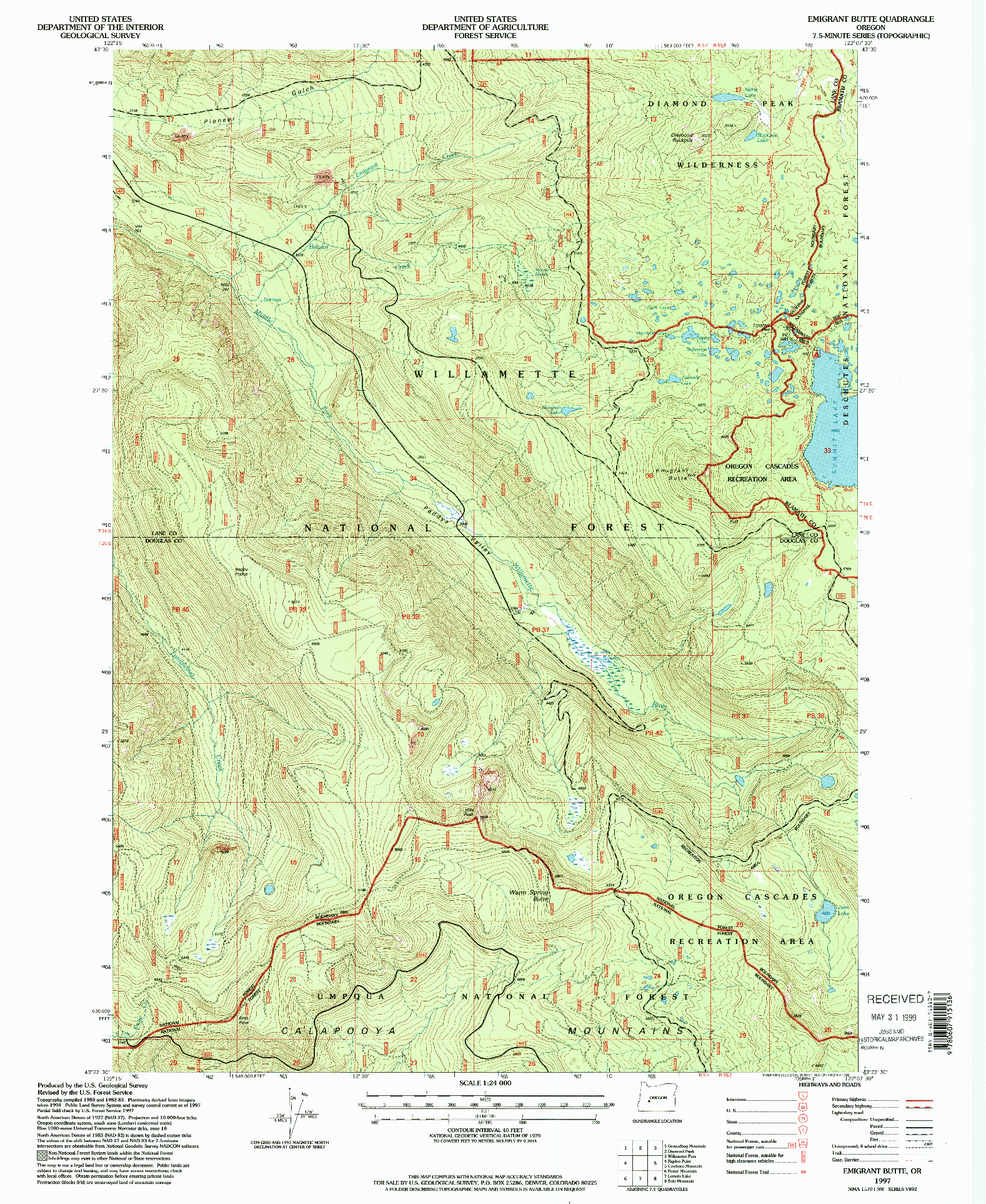 USGS 1:24000-SCALE QUADRANGLE FOR EMIGRANT BUTTE, OR 1997
