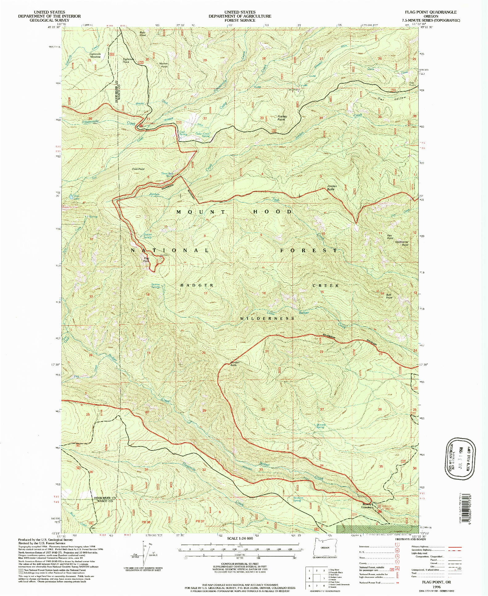 USGS 1:24000-SCALE QUADRANGLE FOR FLAG POINT, OR 1996