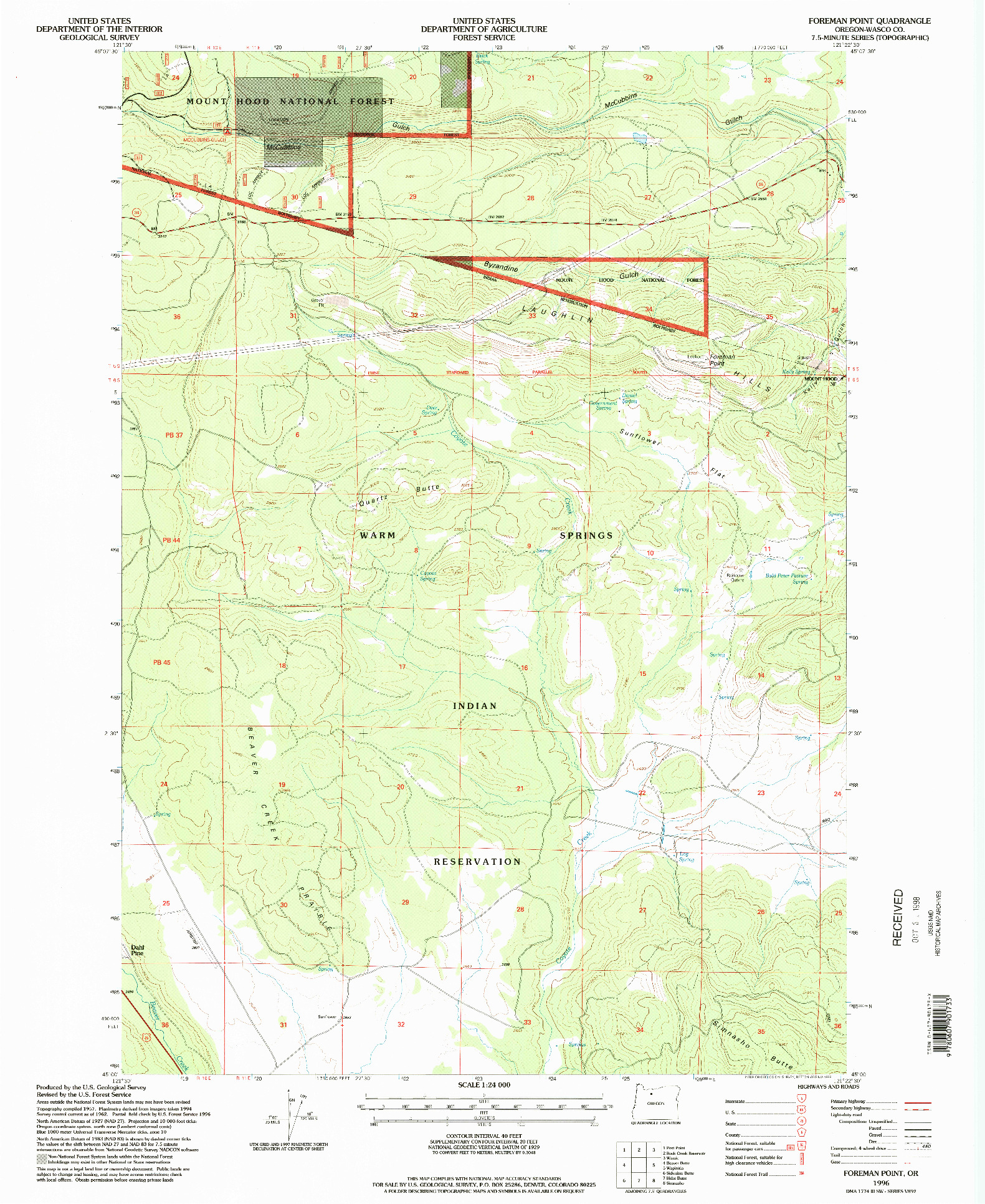 USGS 1:24000-SCALE QUADRANGLE FOR FOREMAN POINT, OR 1996