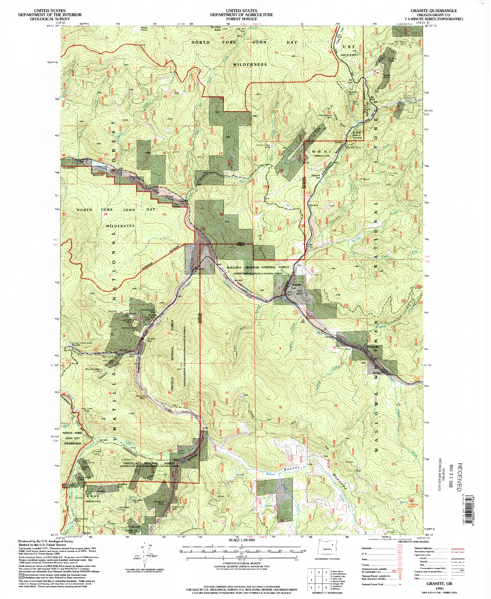 USGS 1:24000-SCALE QUADRANGLE FOR GRANITE, OR 1995