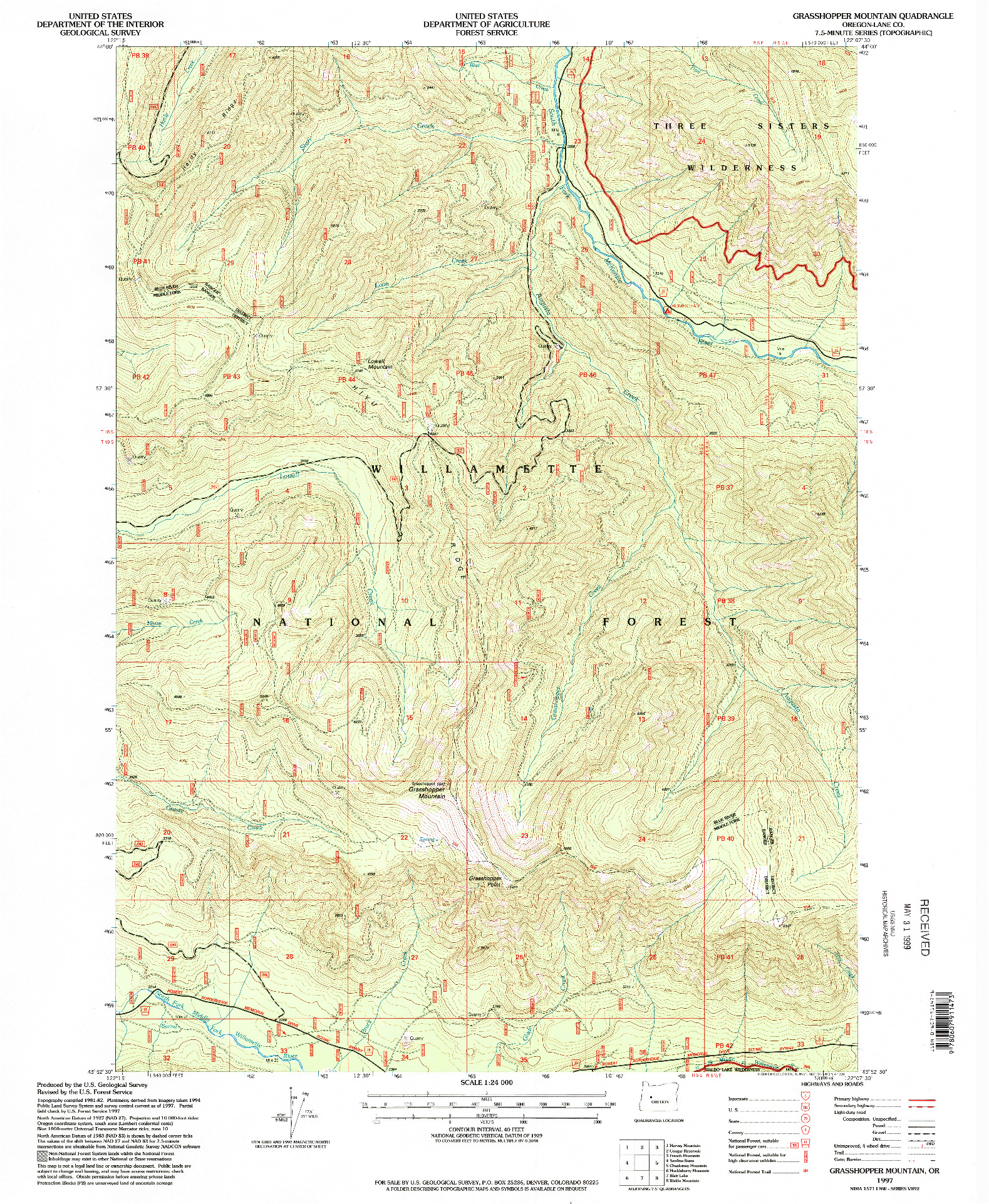 USGS 1:24000-SCALE QUADRANGLE FOR GRASSHOPPER MOUNTAIN, OR 1997