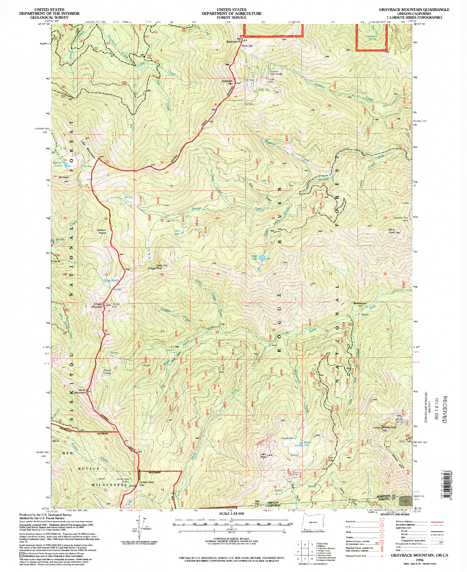 USGS 1:24000-SCALE QUADRANGLE FOR GRAYBACK MOUNTAIN, OR 1996