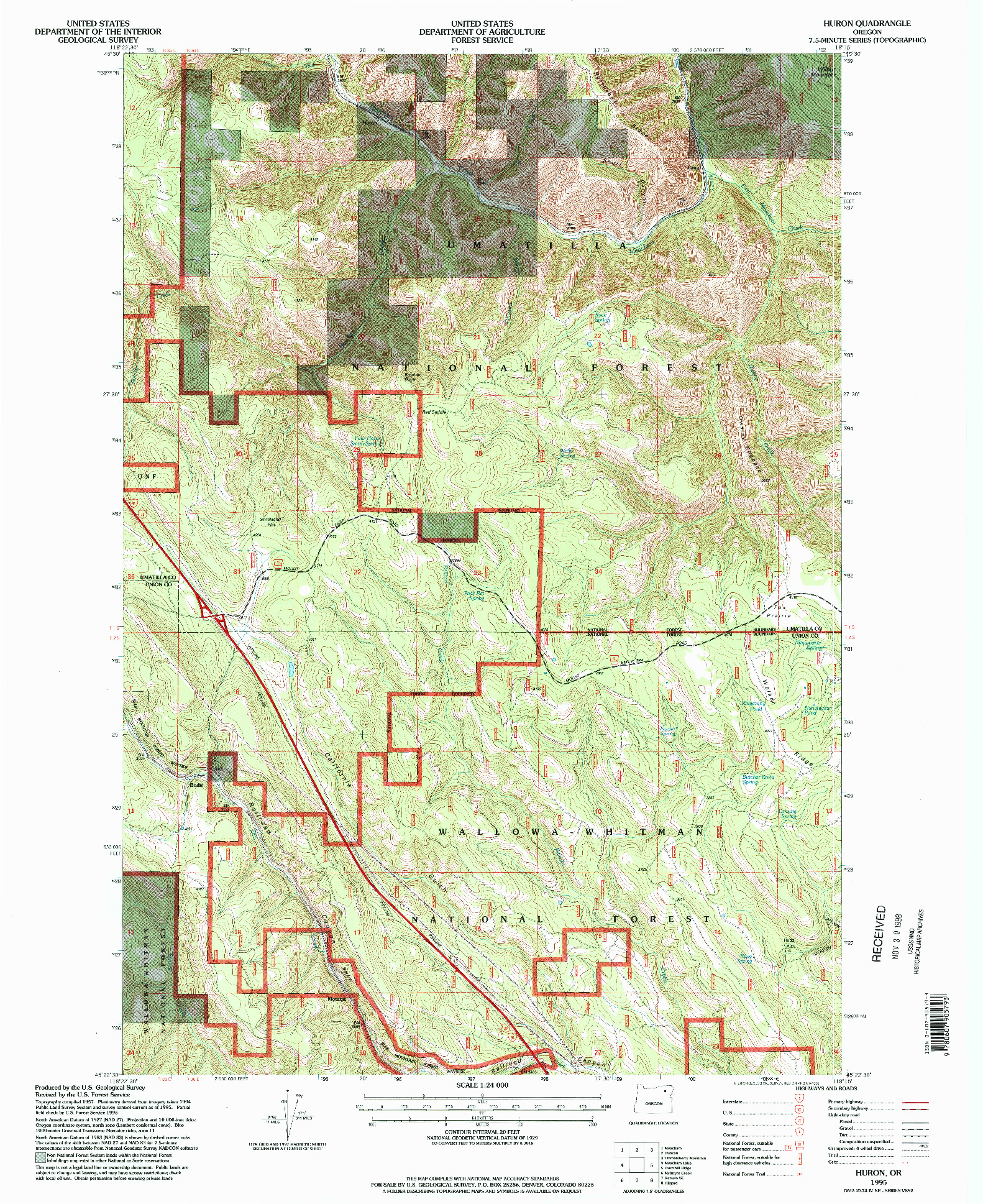 USGS 1:24000-SCALE QUADRANGLE FOR HURON, OR 1995