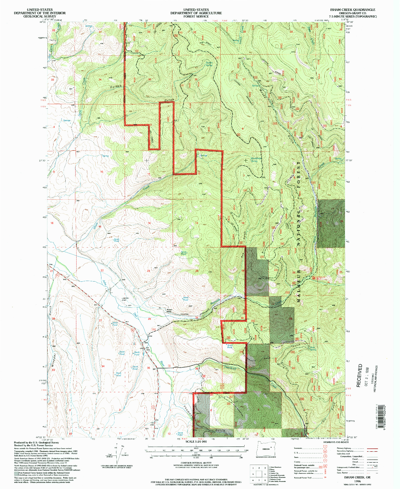 USGS 1:24000-SCALE QUADRANGLE FOR ISHAM CREEK, OR 1996