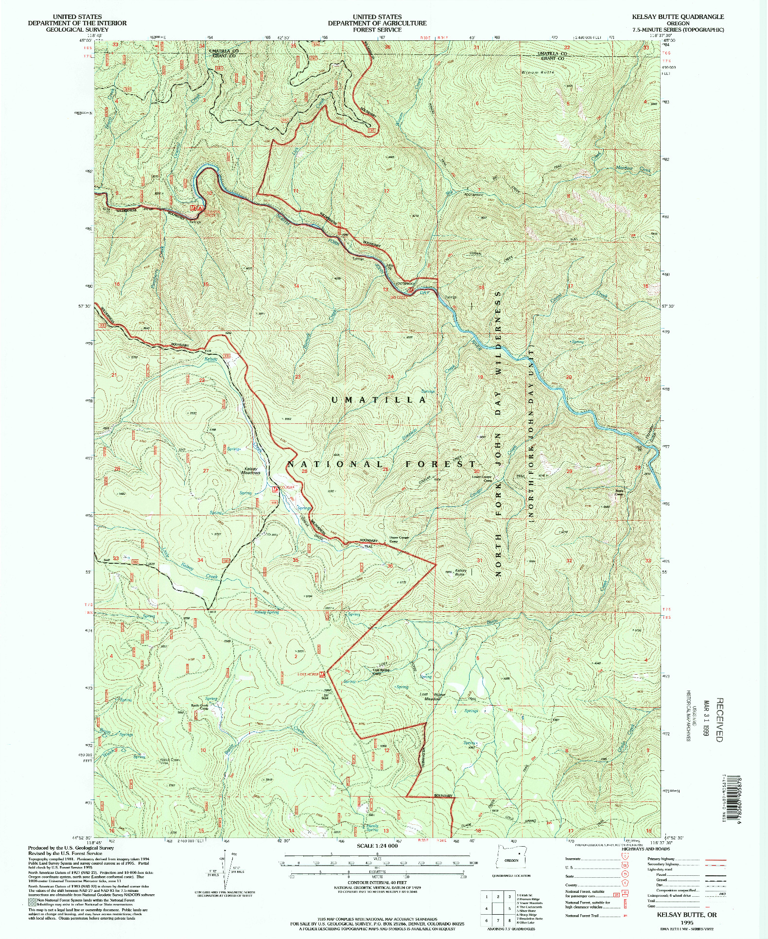 USGS 1:24000-SCALE QUADRANGLE FOR KELSAY BUTTE, OR 1995