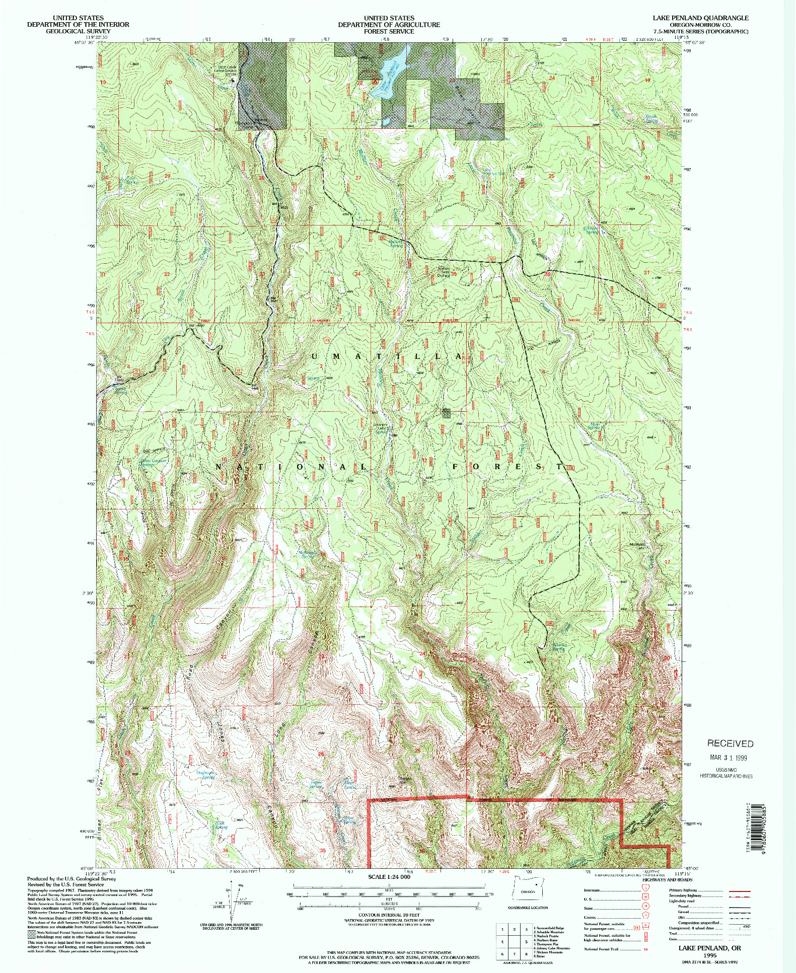USGS 1:24000-SCALE QUADRANGLE FOR LAKE PENLAND, OR 1995