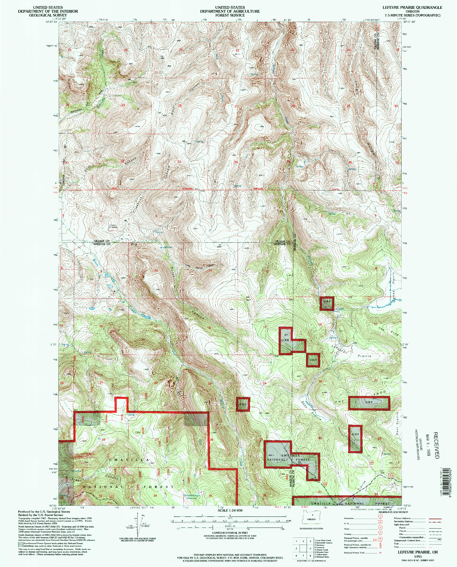 USGS 1:24000-SCALE QUADRANGLE FOR LEFEVRE PRAIRIE, OR 1995