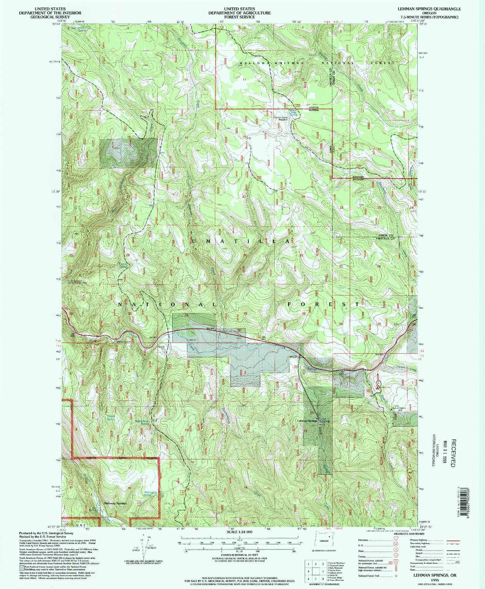 USGS 1:24000-SCALE QUADRANGLE FOR LEHMAN SPRINGS, OR 1995