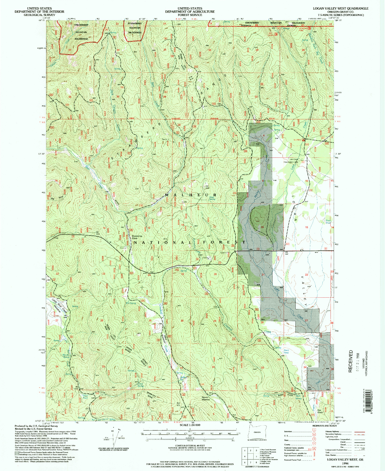 USGS 1:24000-SCALE QUADRANGLE FOR LOGAN VALLEY WEST, OR 1996