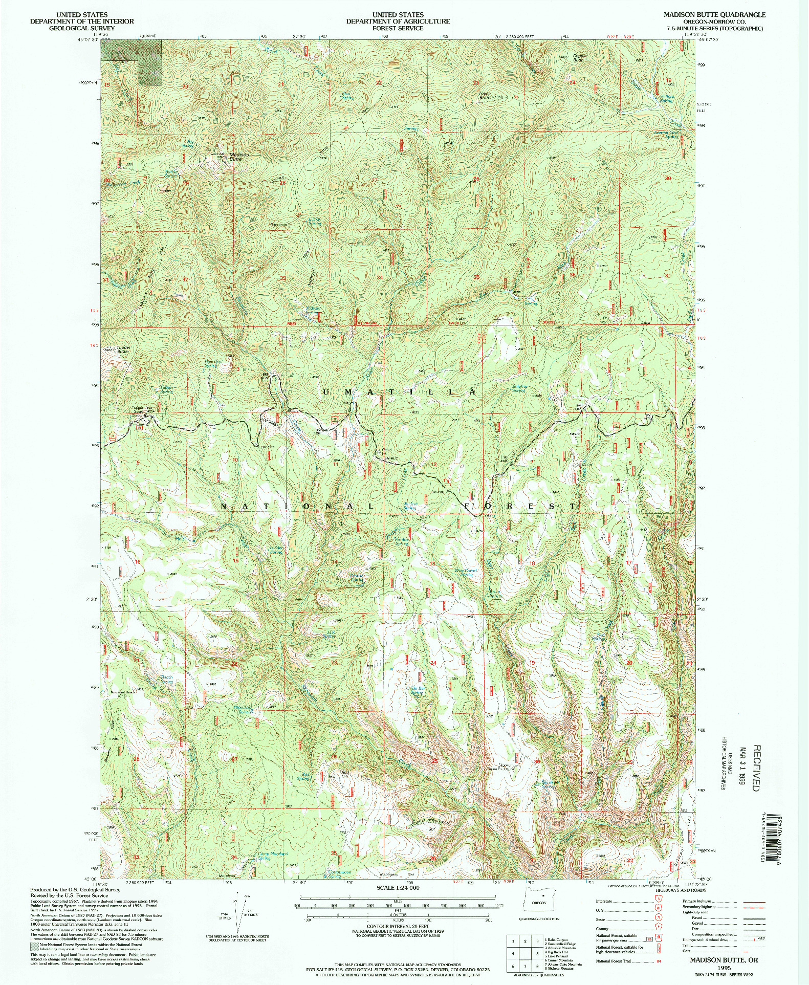USGS 1:24000-SCALE QUADRANGLE FOR MADISON BUTTE, OR 1995