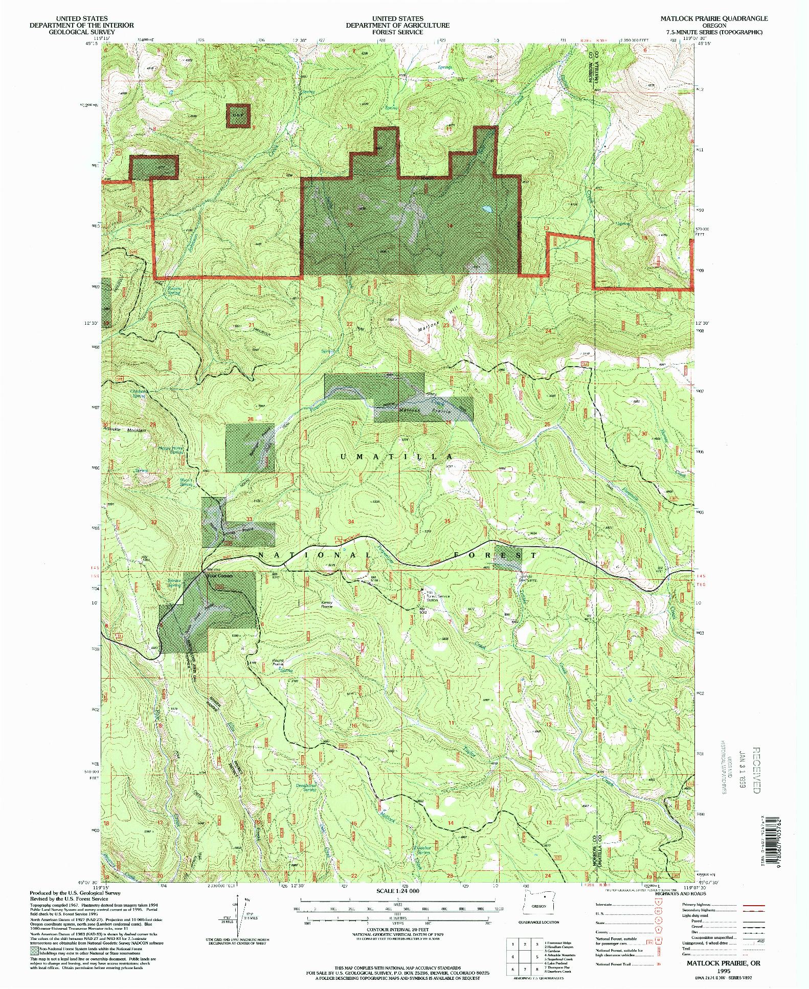 USGS 1:24000-SCALE QUADRANGLE FOR MATLOCK PRAIRIE, OR 1995