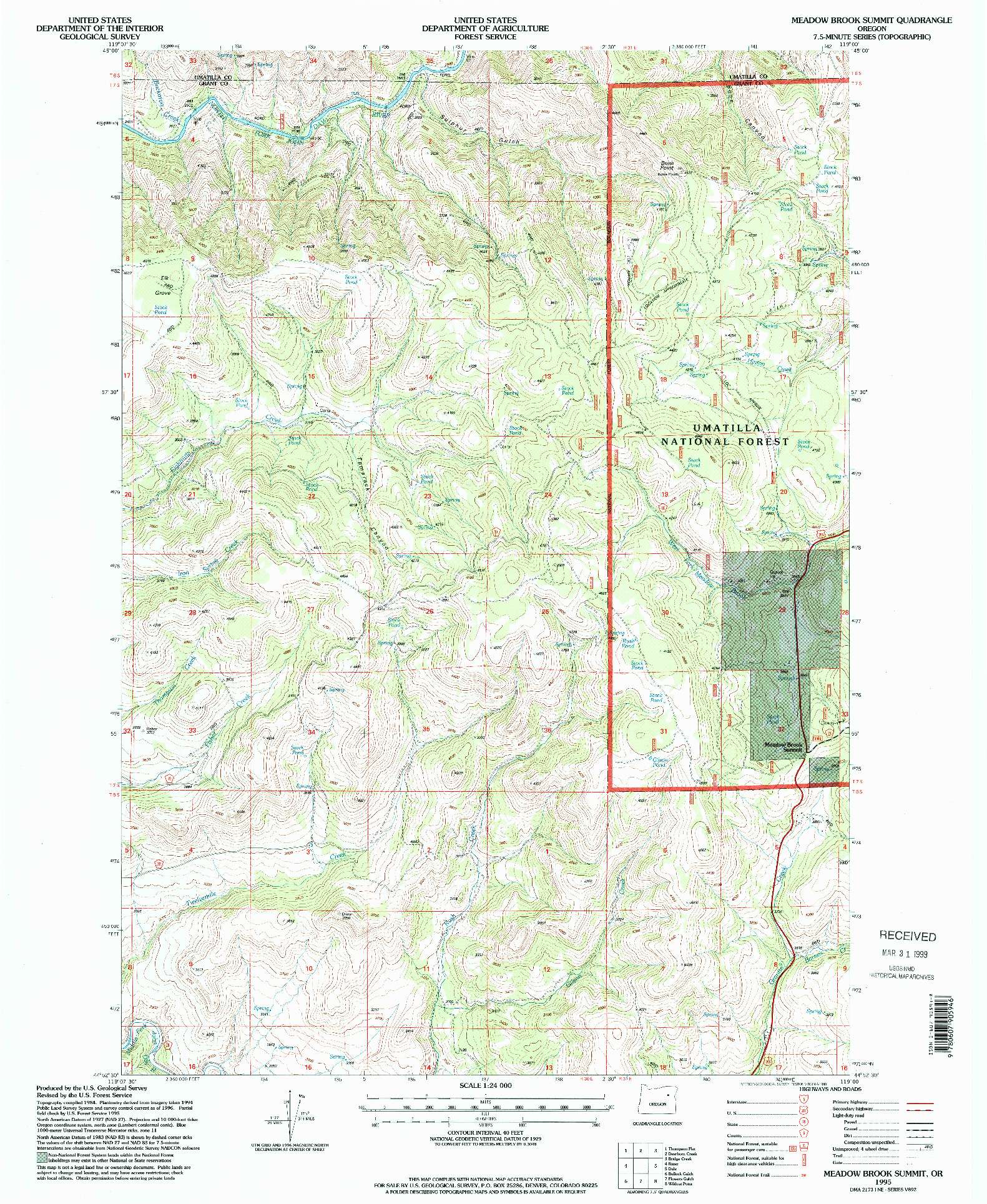 USGS 1:24000-SCALE QUADRANGLE FOR MEADOW BROOK SUMMIT, OR 1995