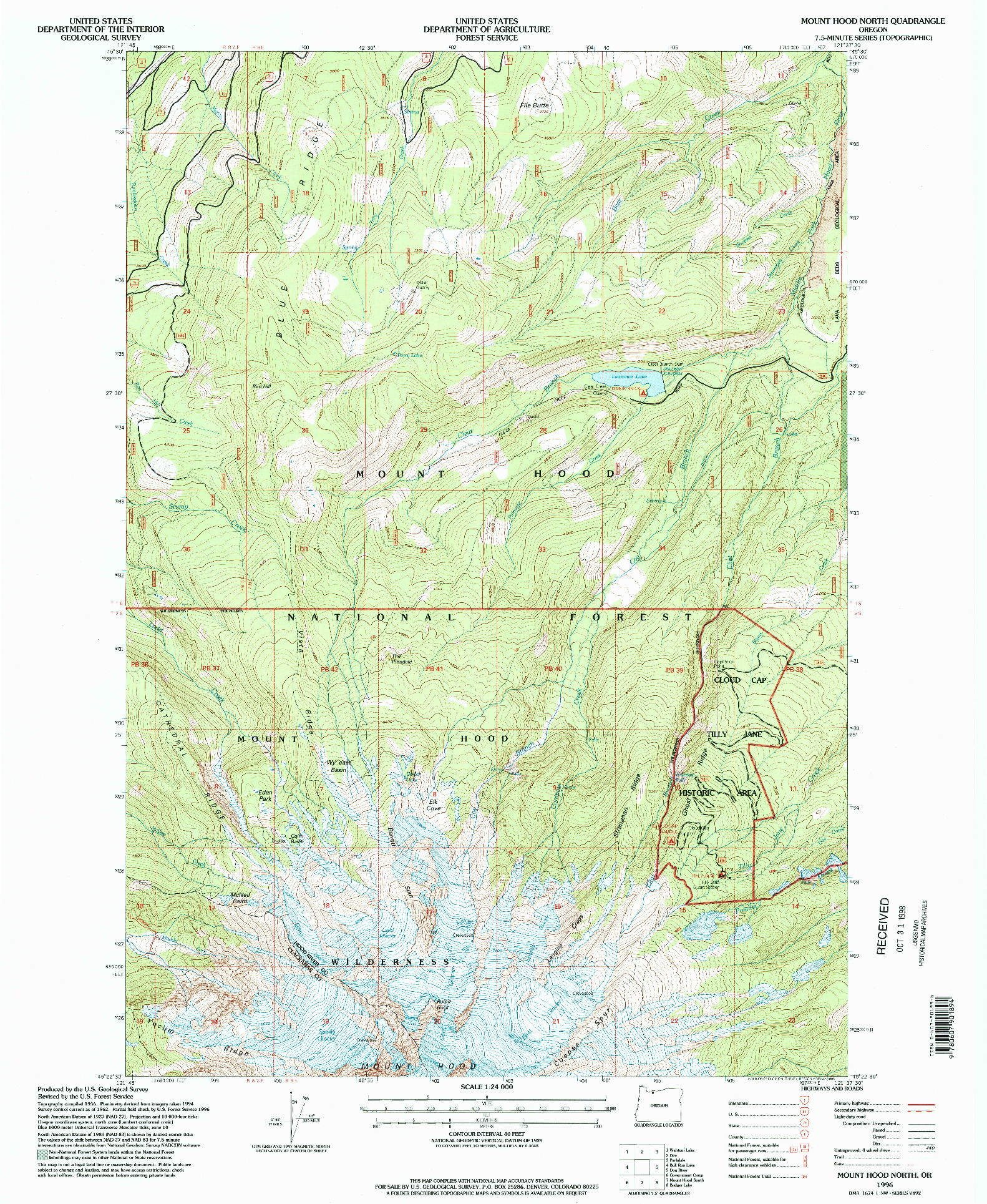 USGS 1:24000-SCALE QUADRANGLE FOR MOUNT HOOD NORTH, OR 1996