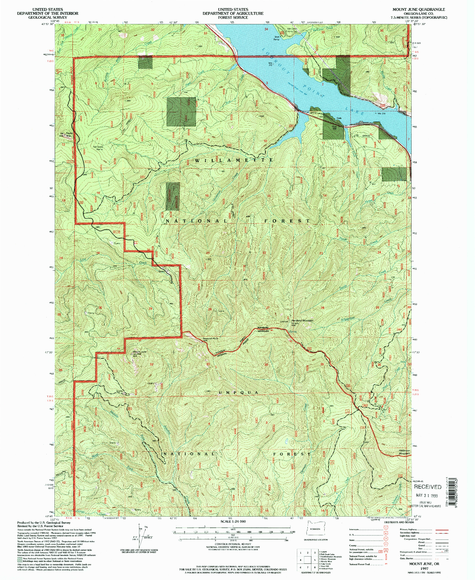 USGS 1:24000-SCALE QUADRANGLE FOR MOUNT JUNE, OR 1997