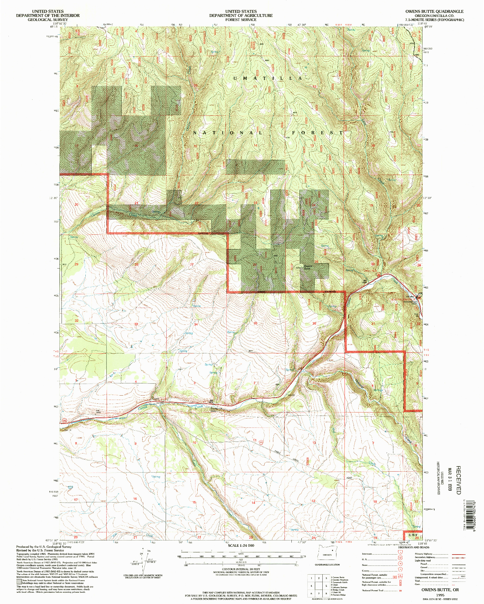 USGS 1:24000-SCALE QUADRANGLE FOR OWENS BUTTE, OR 1995