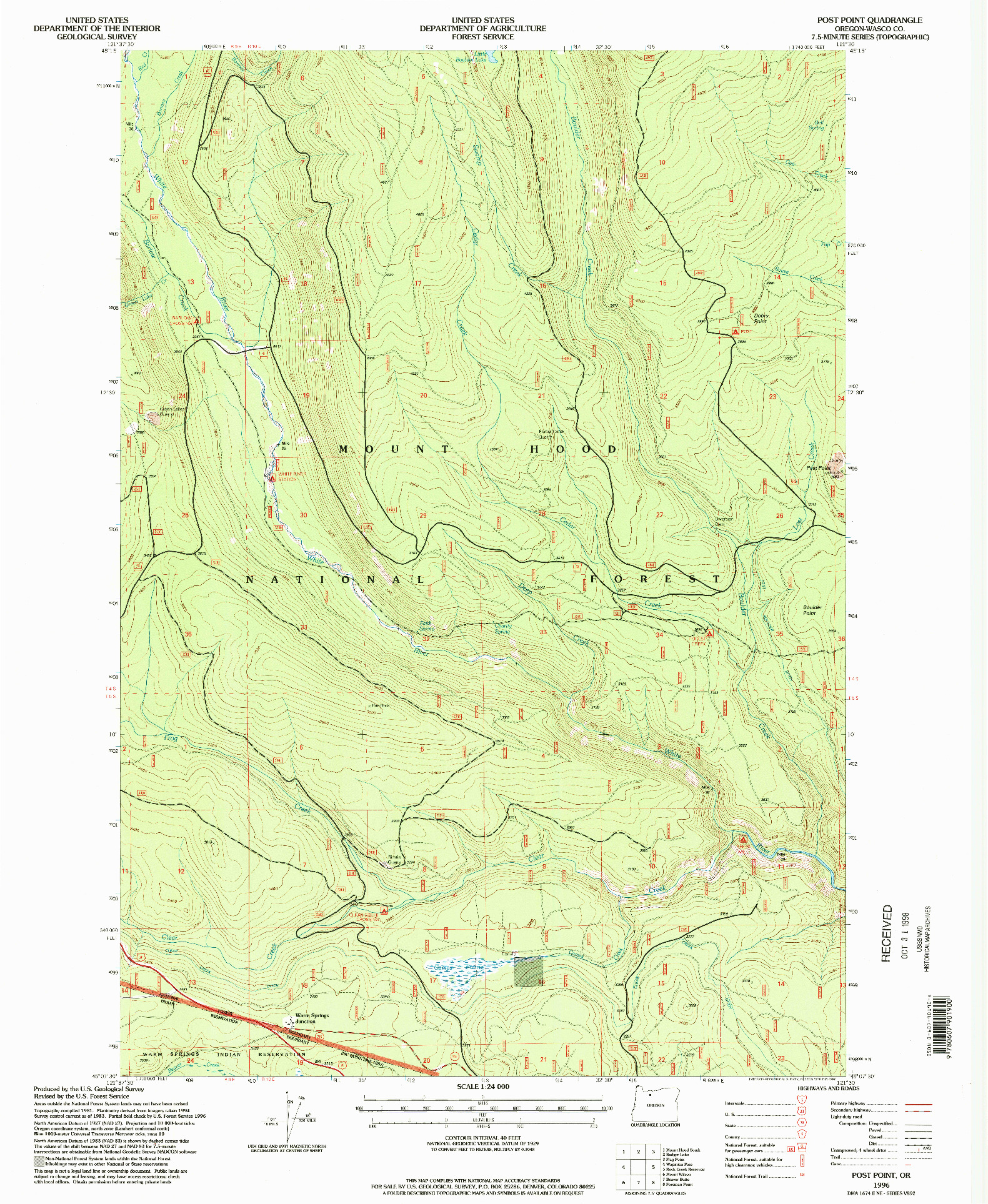 USGS 1:24000-SCALE QUADRANGLE FOR POST POINT, OR 1996