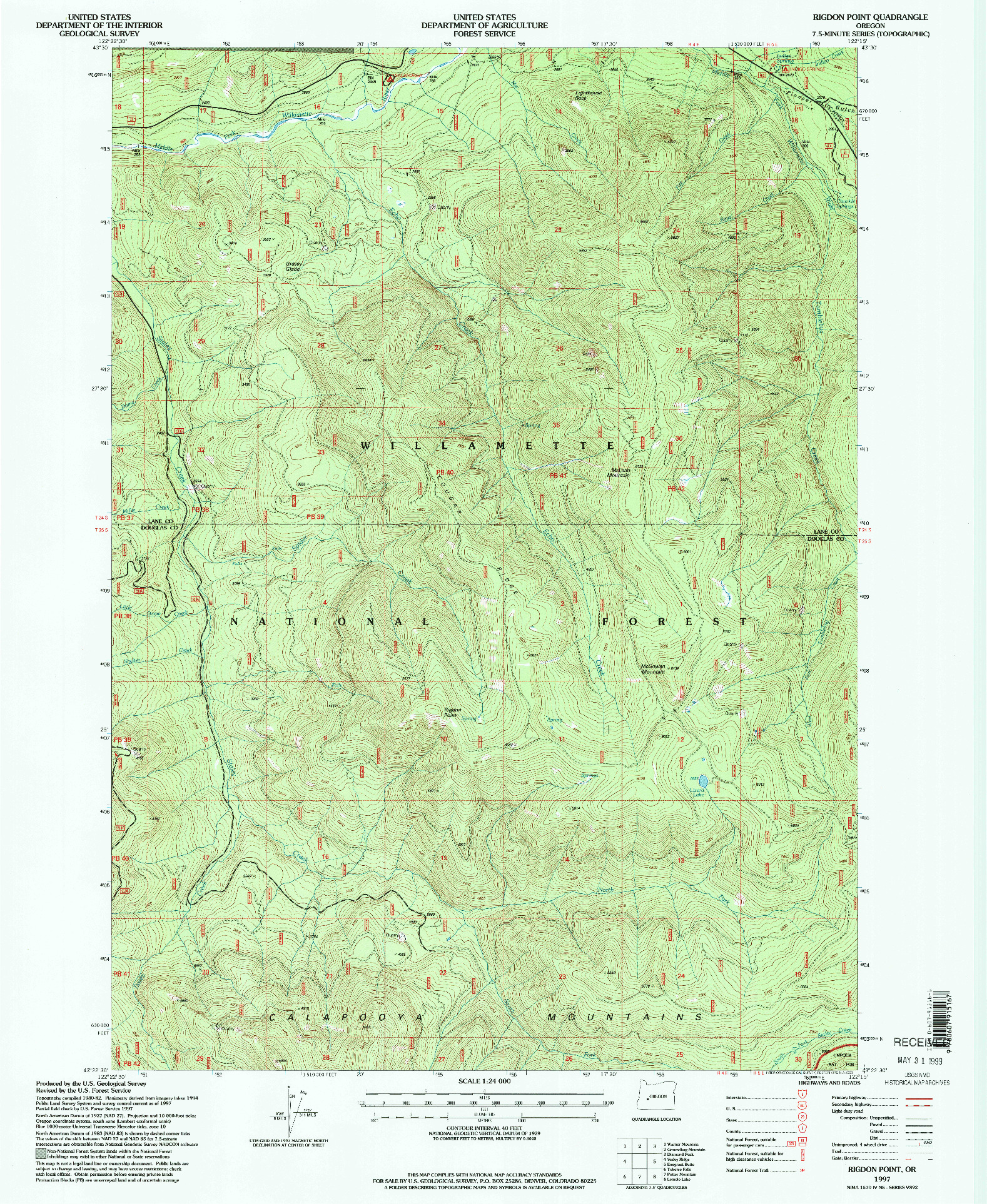 USGS 1:24000-SCALE QUADRANGLE FOR RIGDON POINT, OR 1997