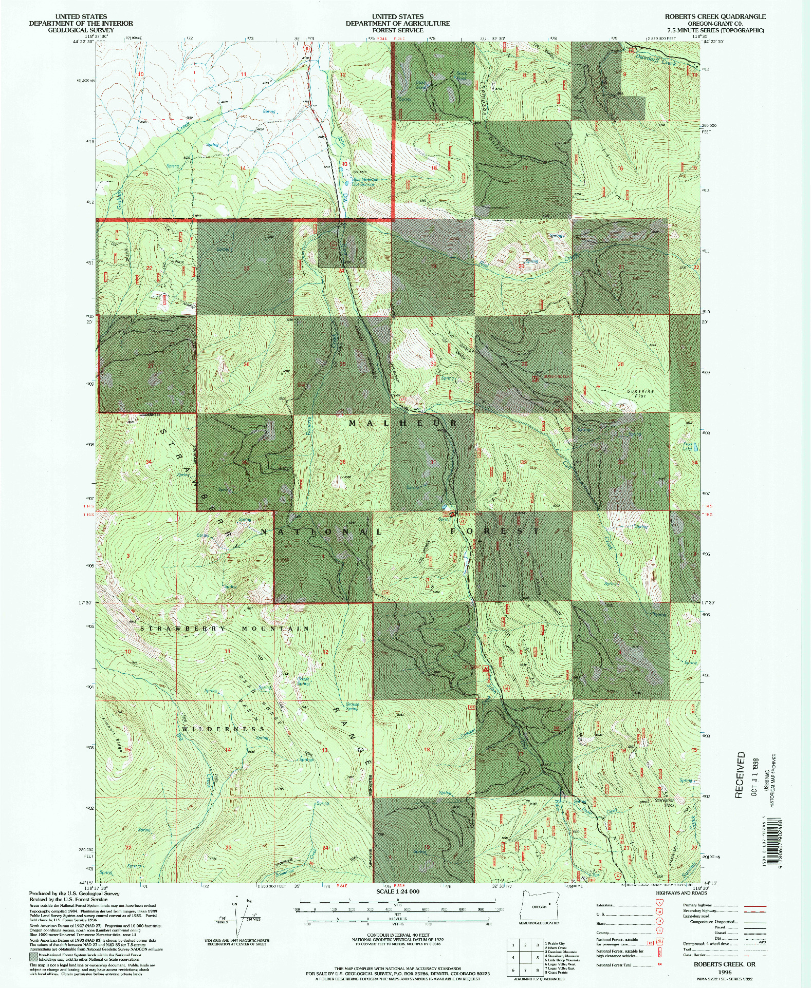 USGS 1:24000-SCALE QUADRANGLE FOR ROBERTS CREEK, OR 1996