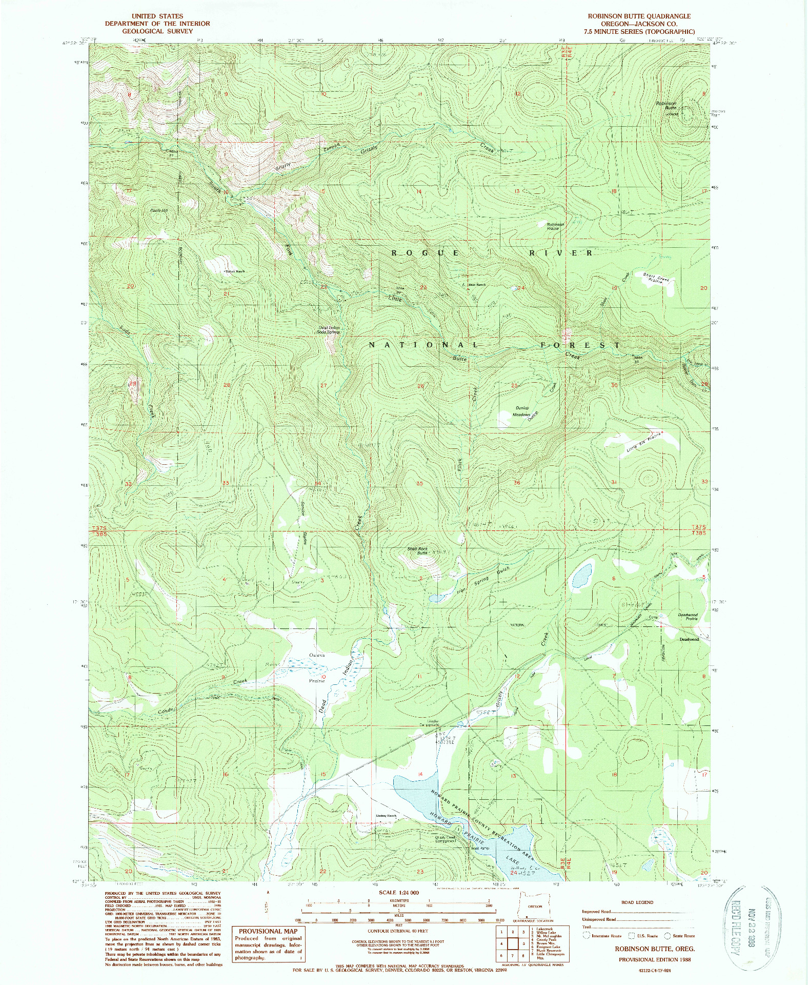 USGS 1:24000-SCALE QUADRANGLE FOR ROBINSON BUTTE, OR 1988