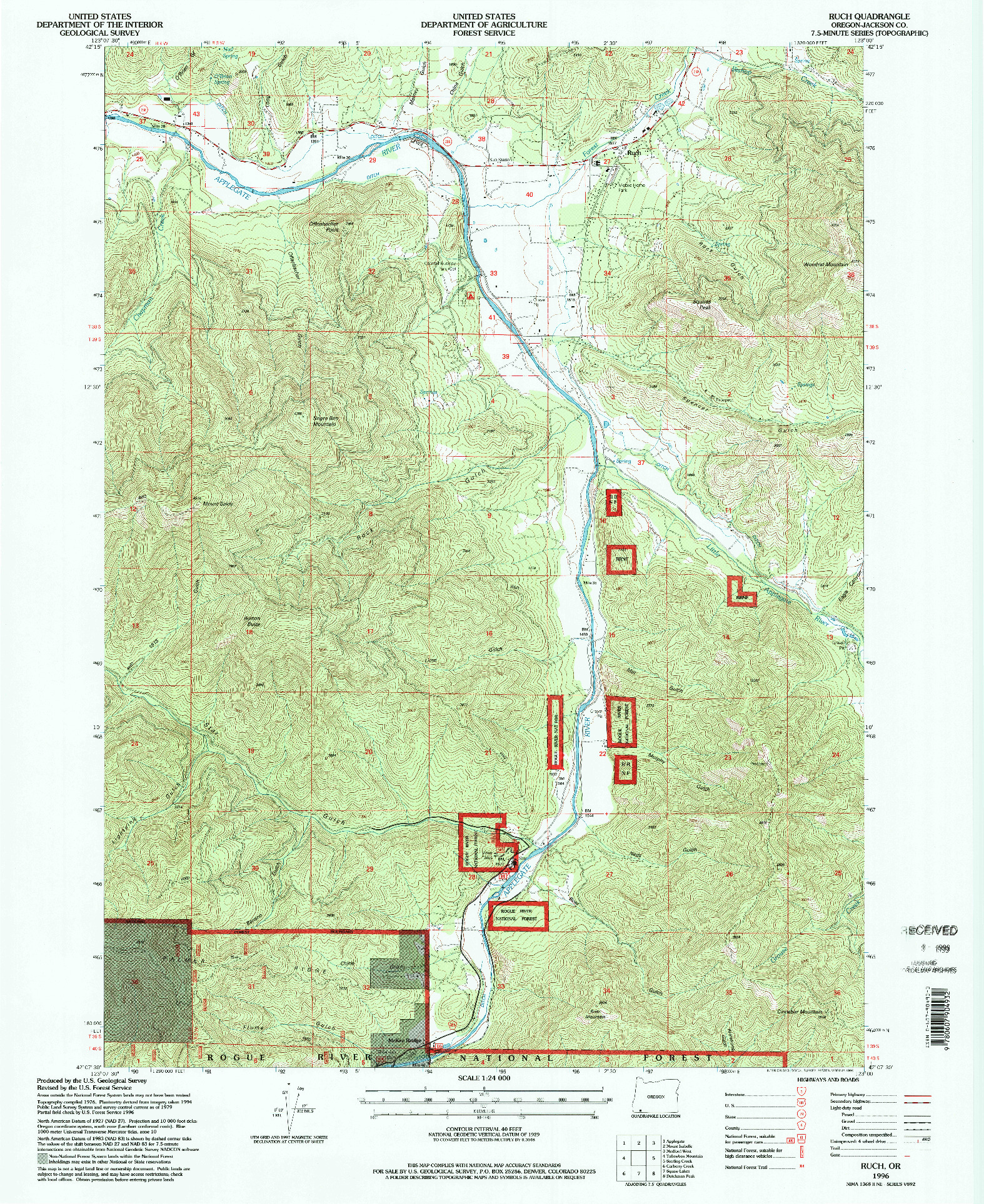 USGS 1:24000-SCALE QUADRANGLE FOR RUCH, OR 1996