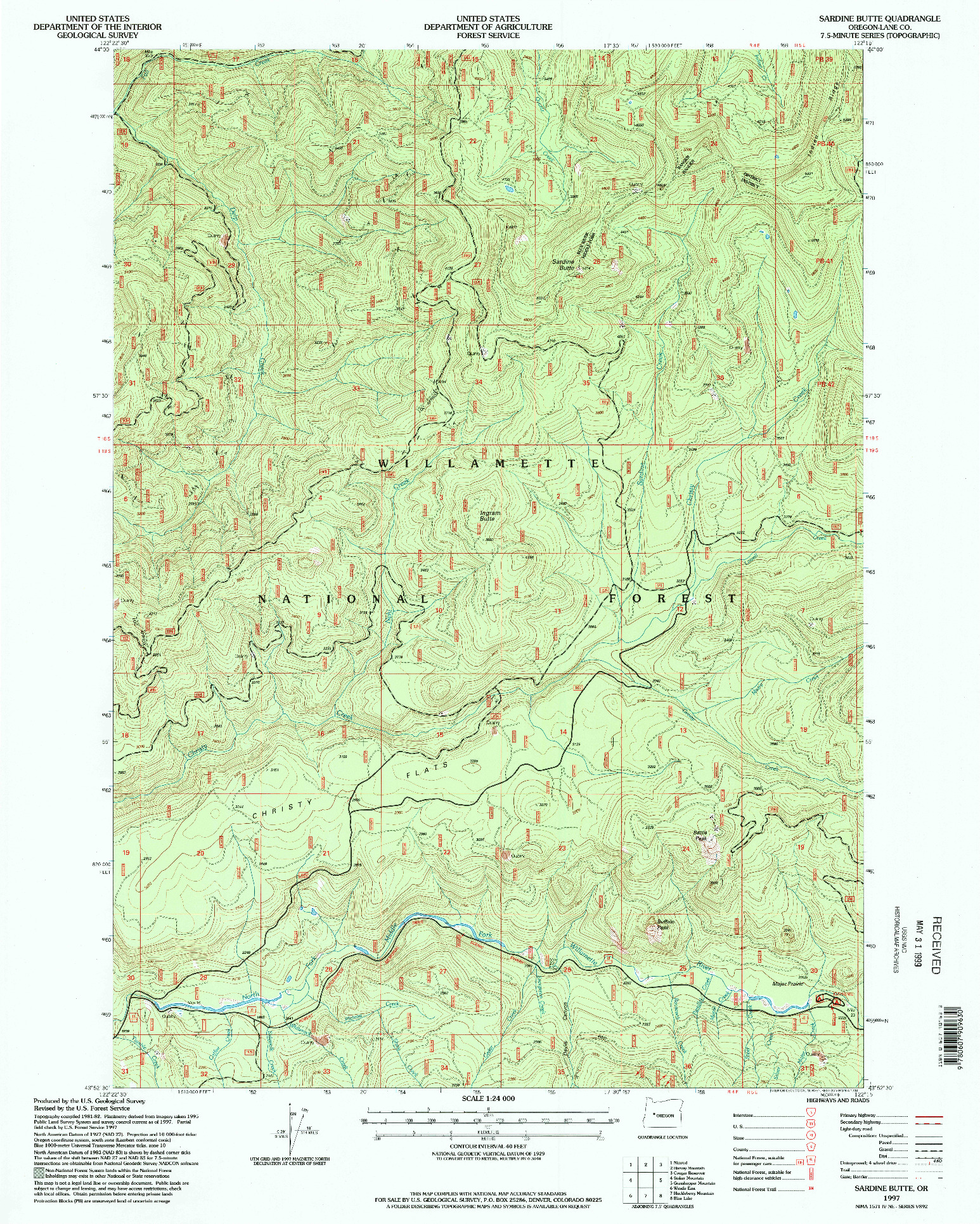 USGS 1:24000-SCALE QUADRANGLE FOR SARDINE BUTTE, OR 1997
