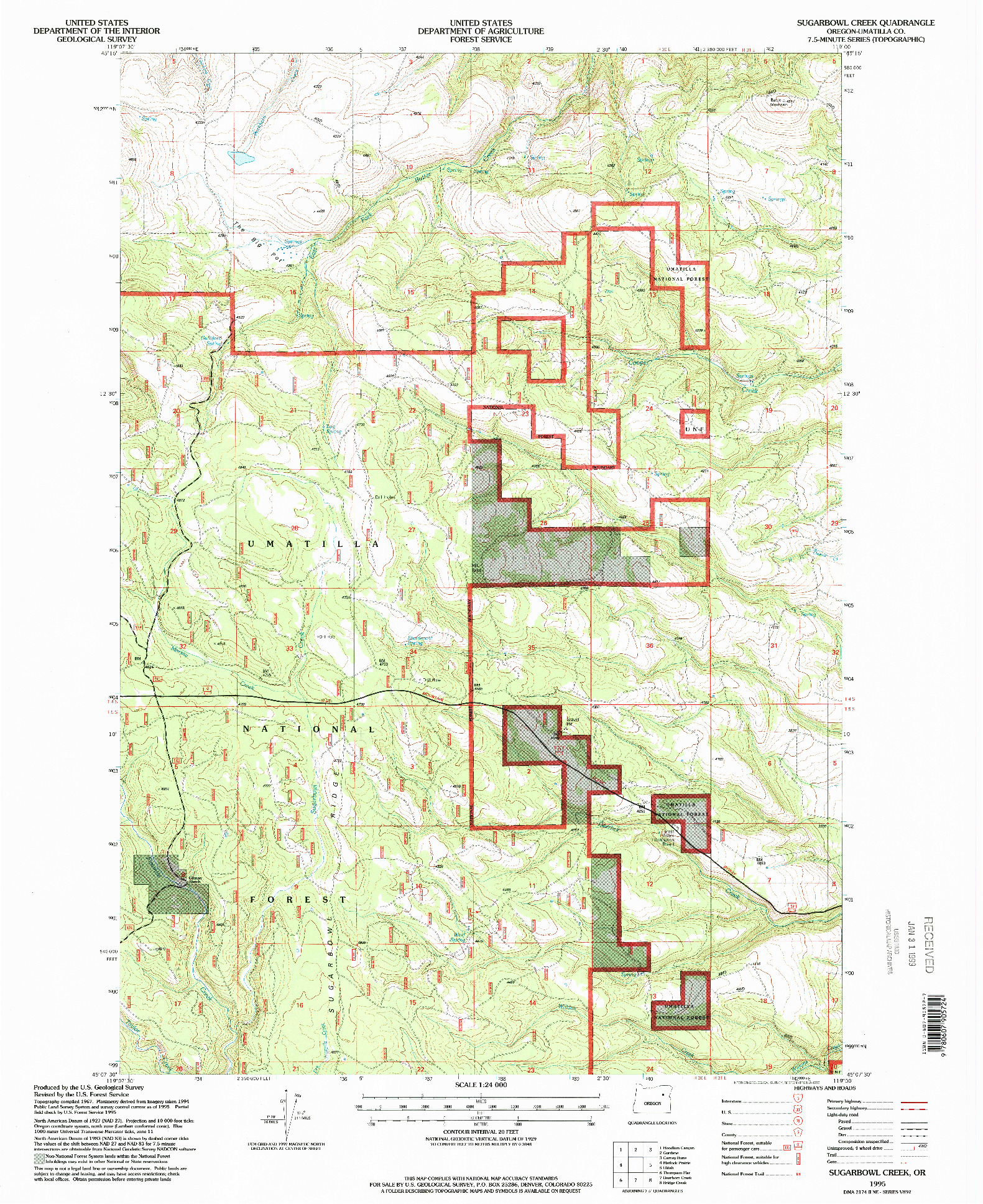 USGS 1:24000-SCALE QUADRANGLE FOR SUGARBOWL CREEK, OR 1995