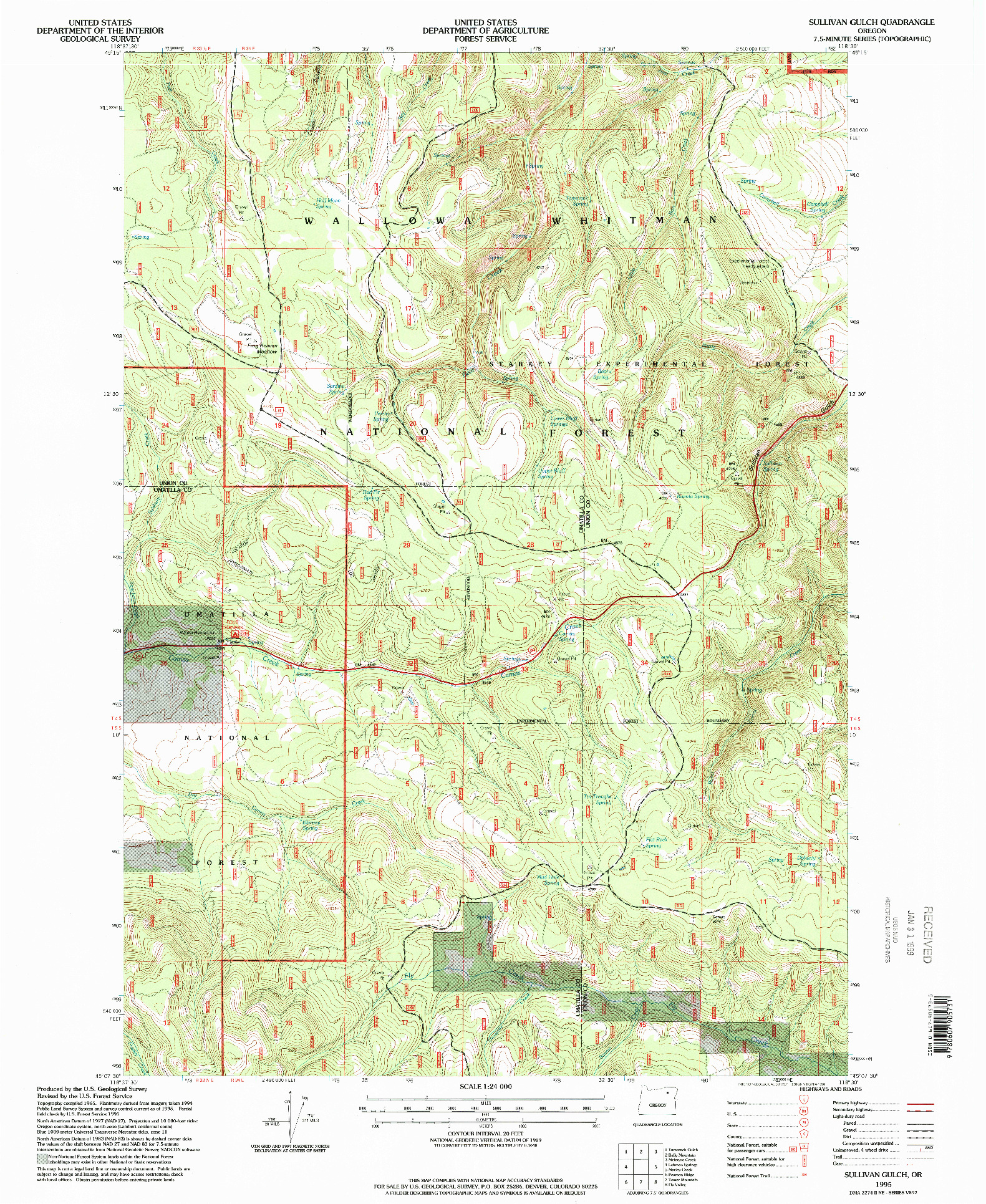 USGS 1:24000-SCALE QUADRANGLE FOR SULLIVAN GULCH, OR 1995