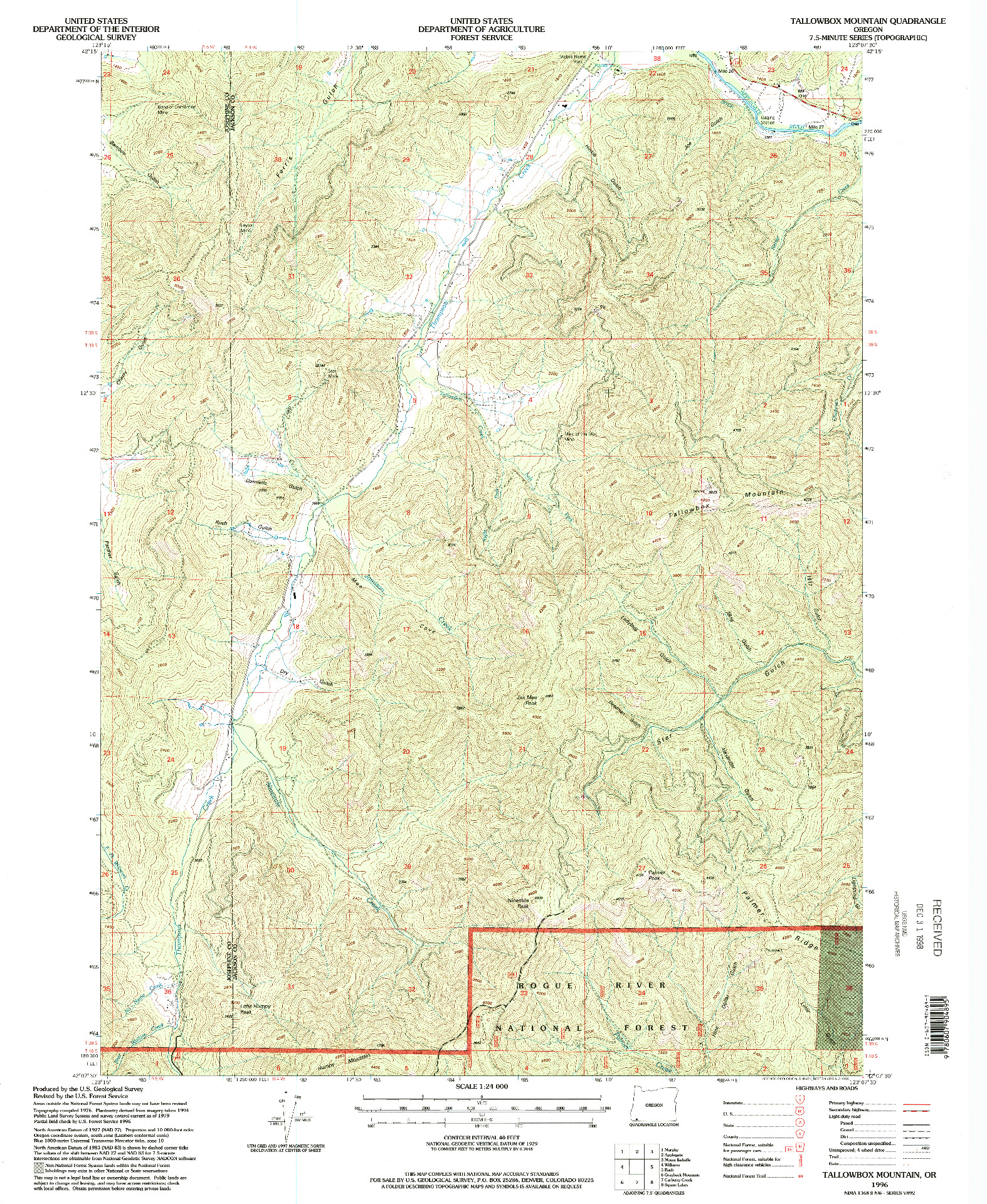 USGS 1:24000-SCALE QUADRANGLE FOR TALLOWBOX MOUNTAIN, OR 1996