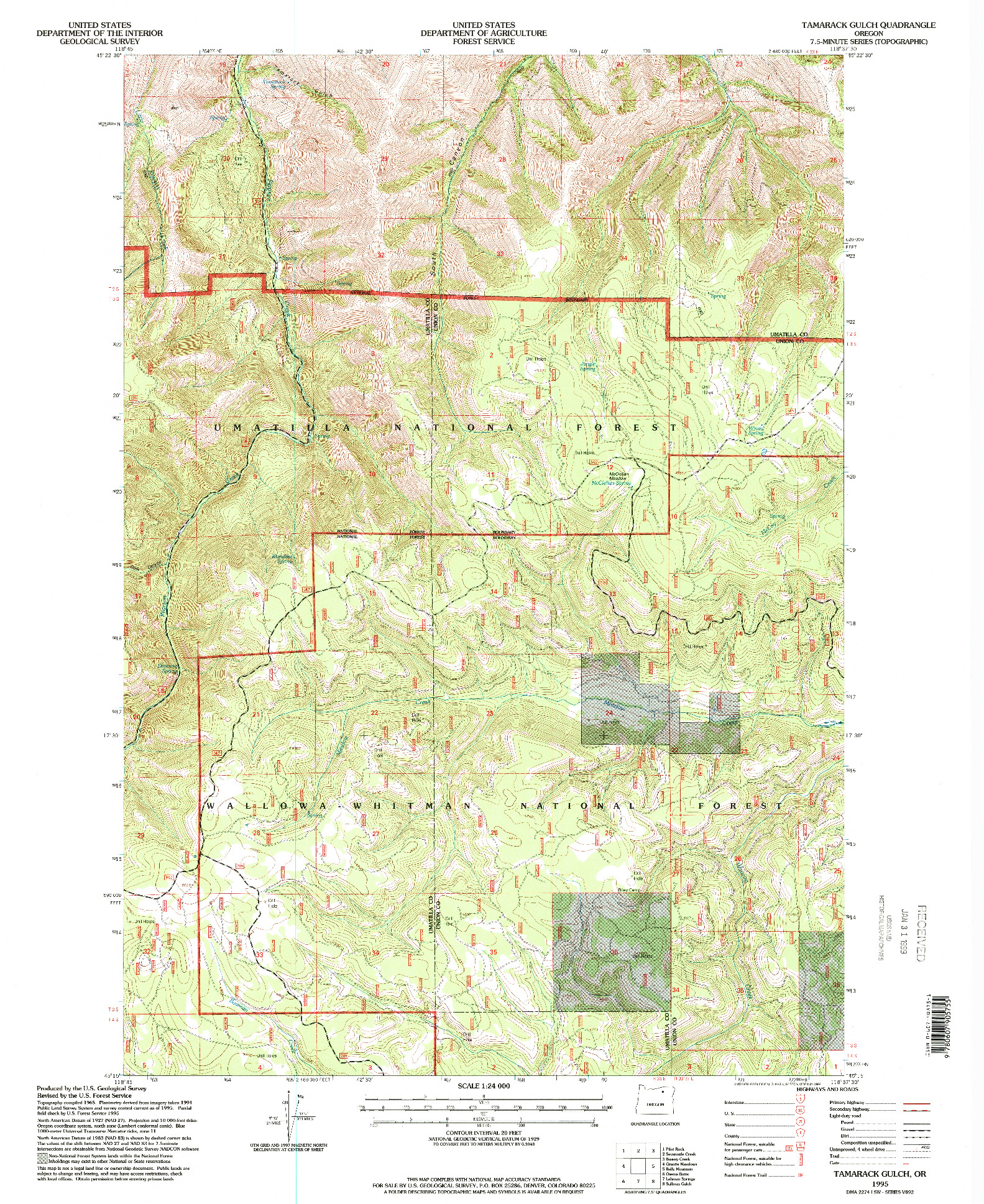 USGS 1:24000-SCALE QUADRANGLE FOR TAMARACK GULCH, OR 1995