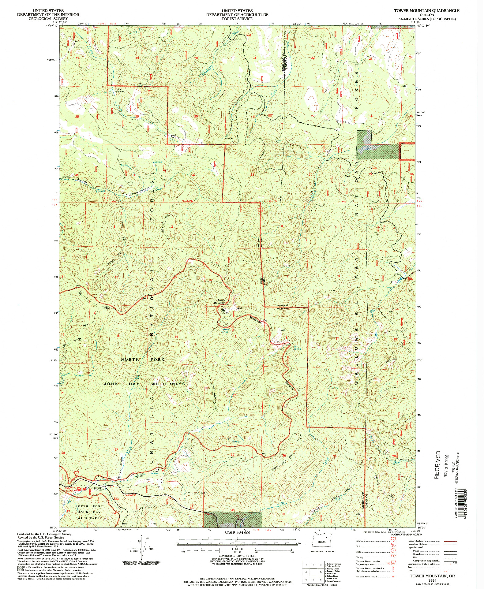 USGS 1:24000-SCALE QUADRANGLE FOR TOWER MOUNTAIN, OR 1995