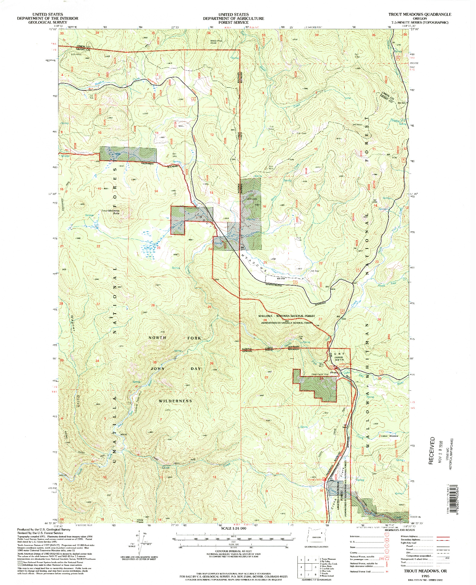 USGS 1:24000-SCALE QUADRANGLE FOR TROUT MEADOWS, OR 1995