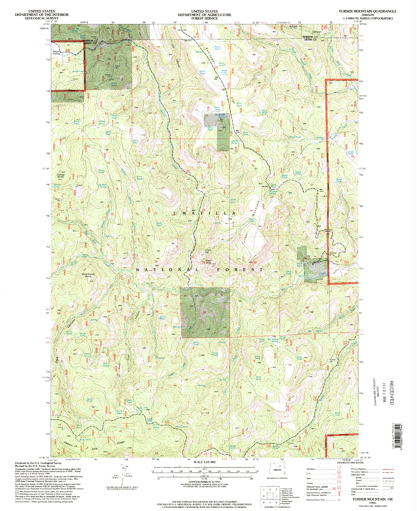 USGS 1:24000-SCALE QUADRANGLE FOR TURNER MOUNTAIN, OR 1995