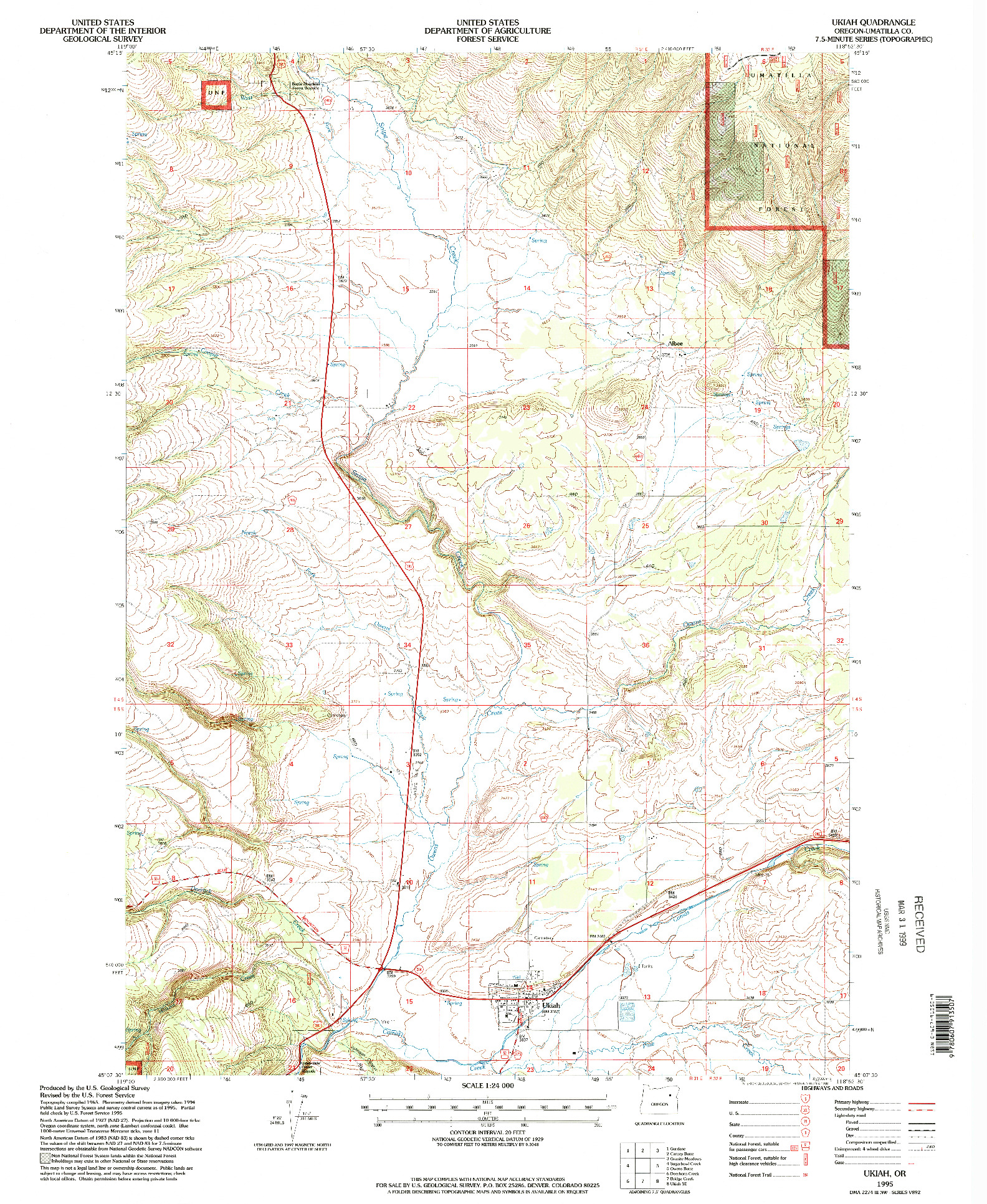 USGS 1:24000-SCALE QUADRANGLE FOR UKIAH, OR 1995