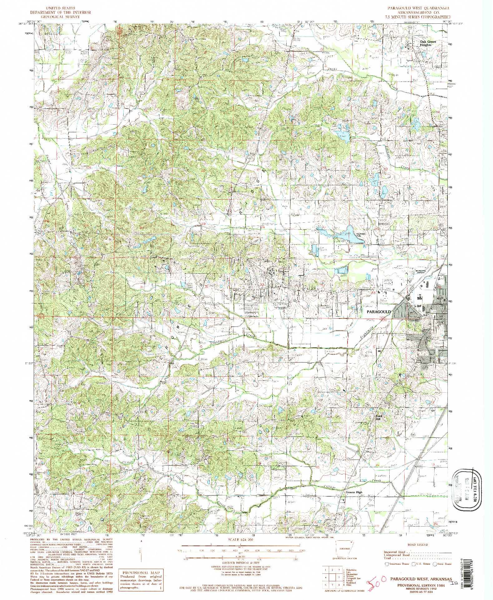 USGS 1:24000-SCALE QUADRANGLE FOR PARAGOULD WEST, AR 1984