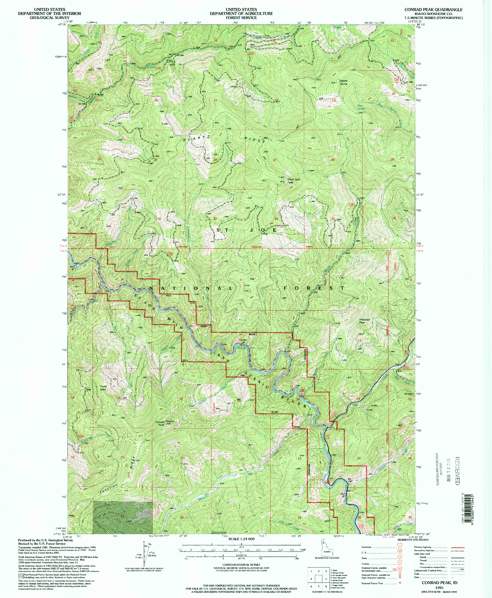 USGS 1:24000-SCALE QUADRANGLE FOR CONRAD PEAK, ID 1995