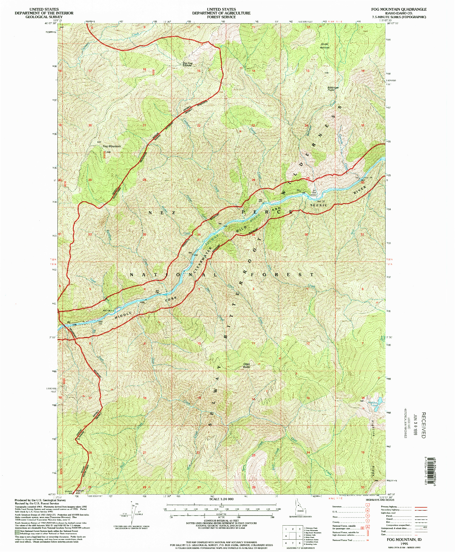 USGS 1:24000-SCALE QUADRANGLE FOR FOG MOUNTAIN, ID 1995