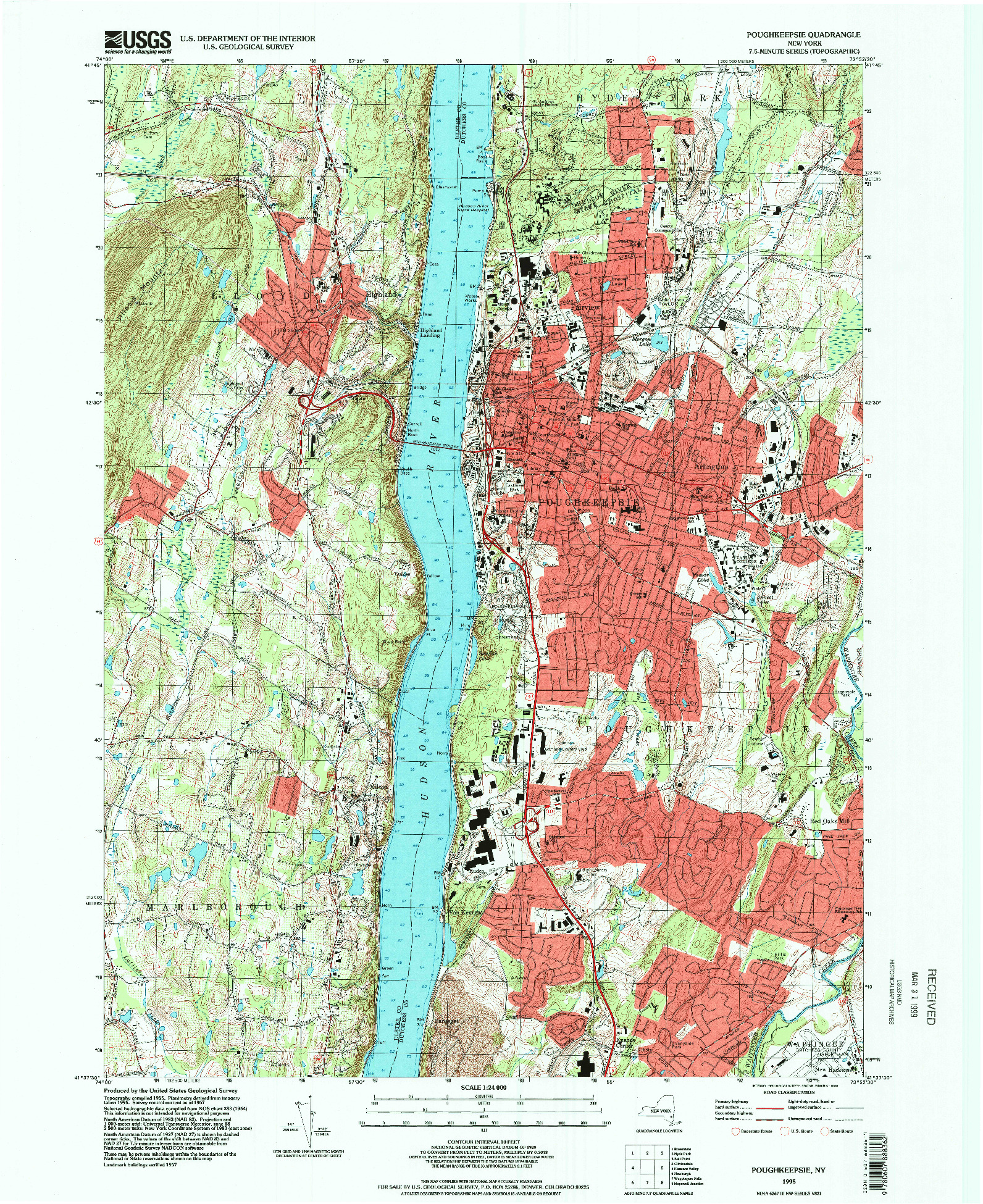 USGS 1:24000-SCALE QUADRANGLE FOR POUGHKEEPSIE, NY 1995