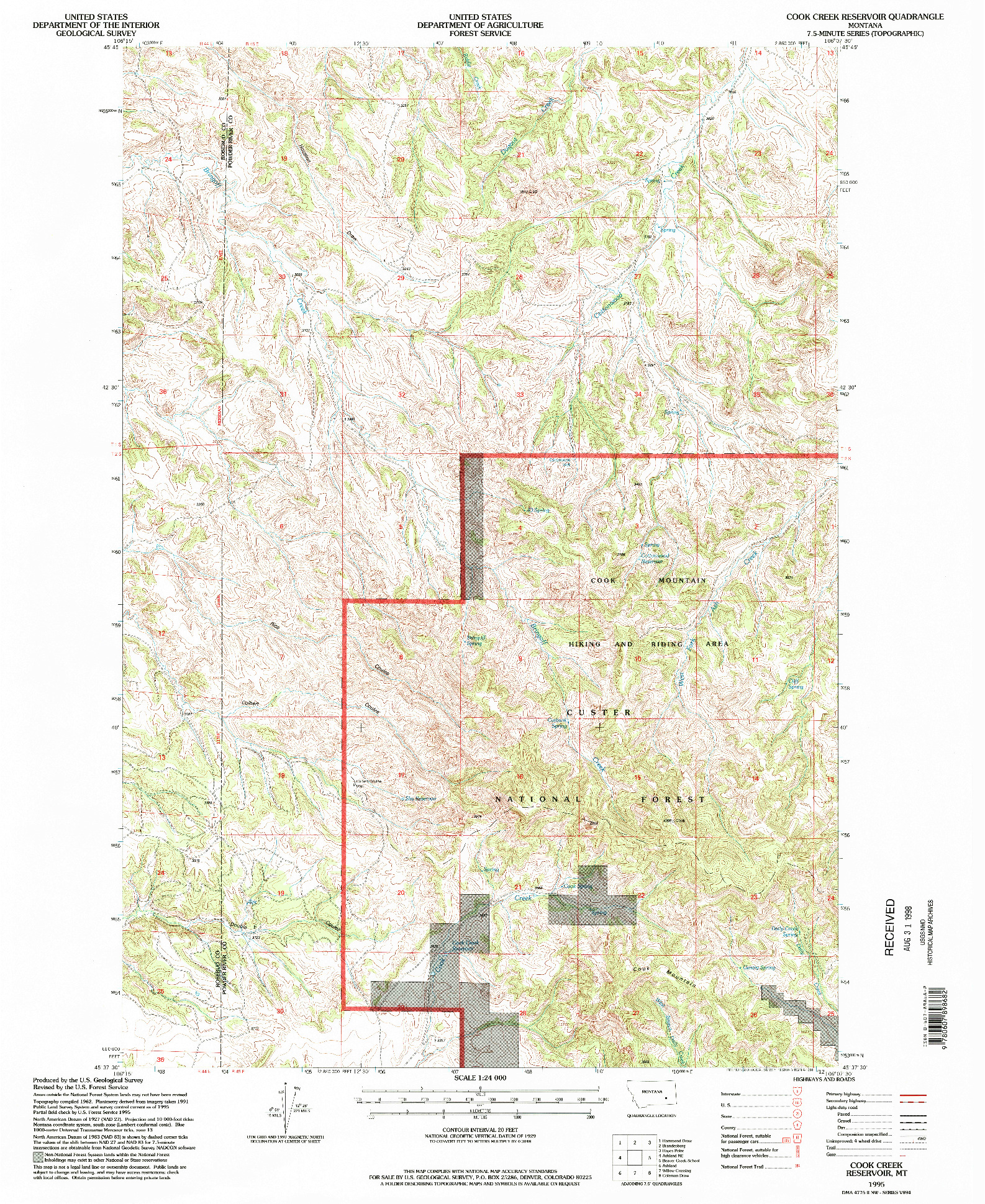 USGS 1:24000-SCALE QUADRANGLE FOR COOK CREEK RESERVOIR, MT 1995