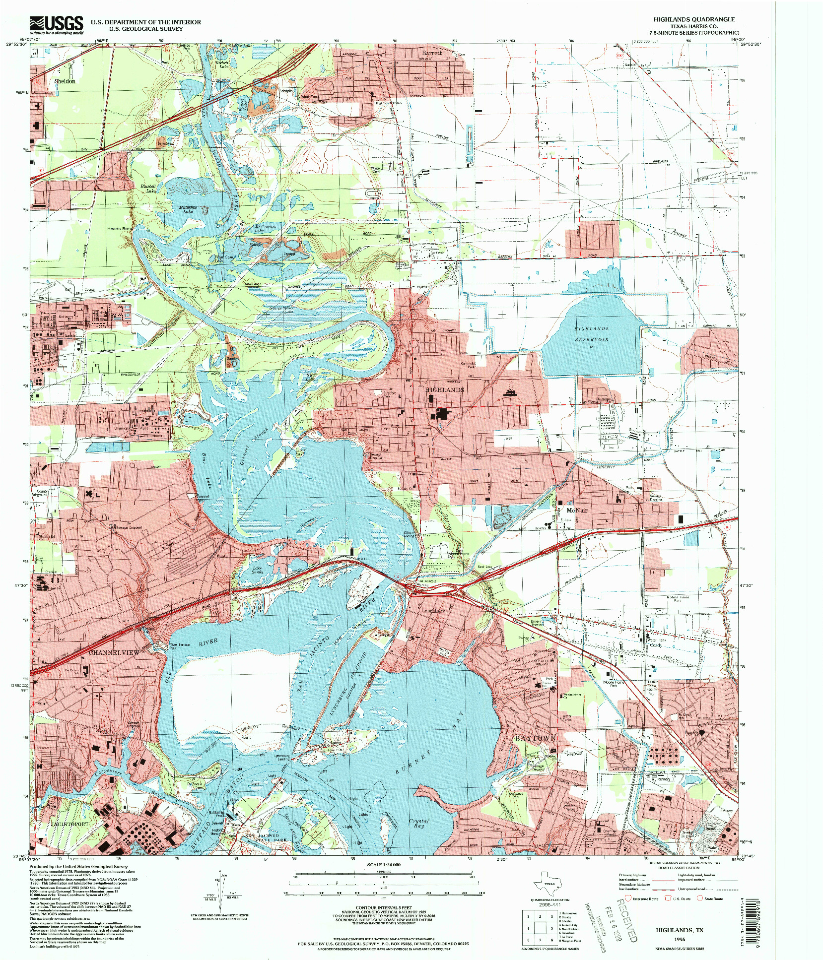 USGS 1:24000-SCALE QUADRANGLE FOR HIGHLANDS, TX 1995